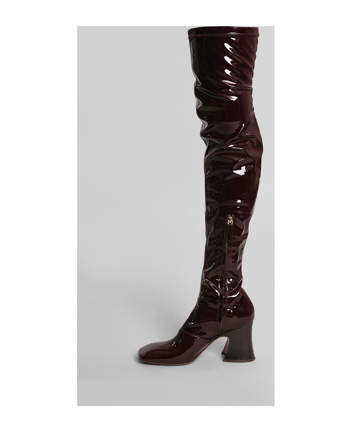 Chloé Janis High Heels Boots In Bordeaux Patent Leather - bordeaux