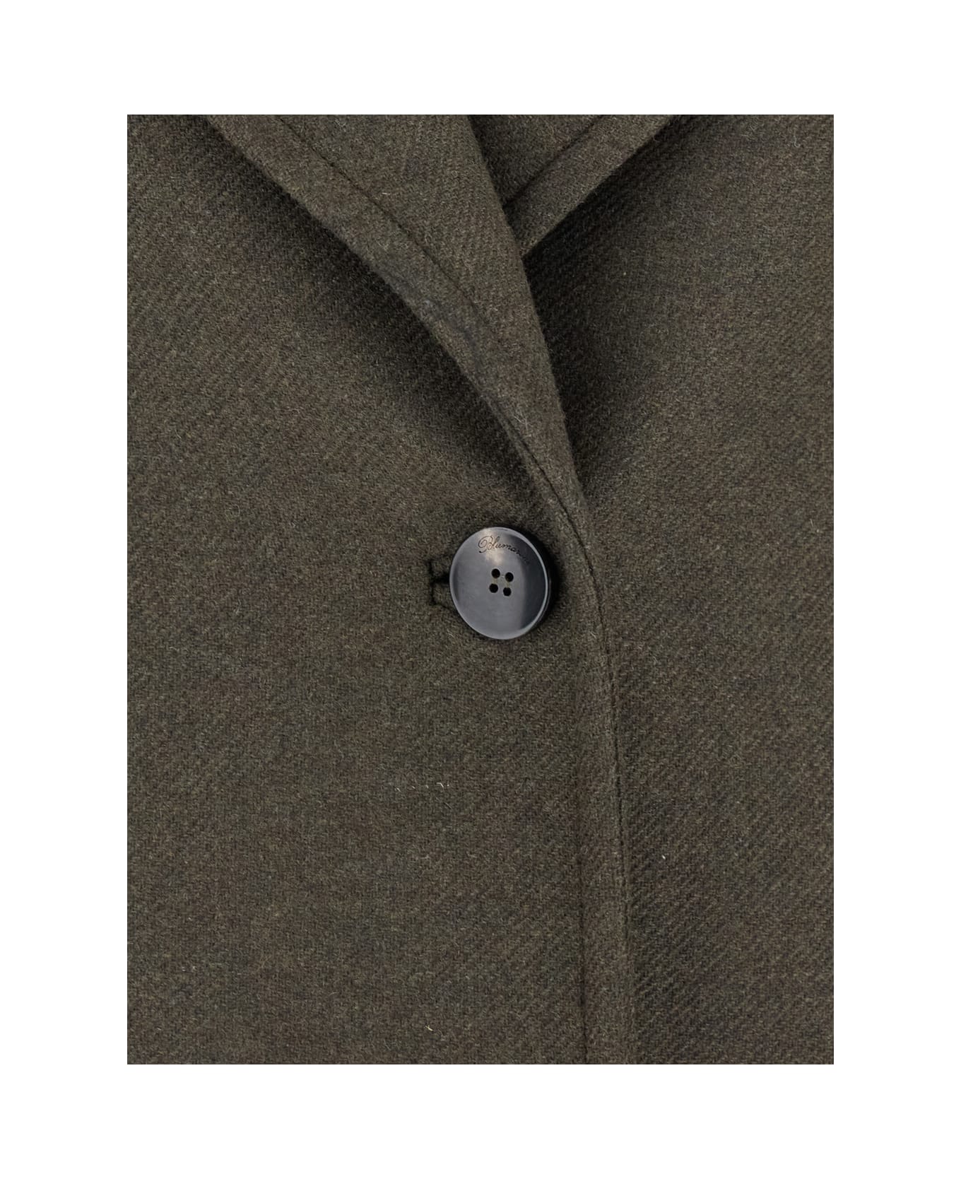 Blumarine Green Coat With Classic Lapels And Removable Collar In Wool Blend Woman - Green