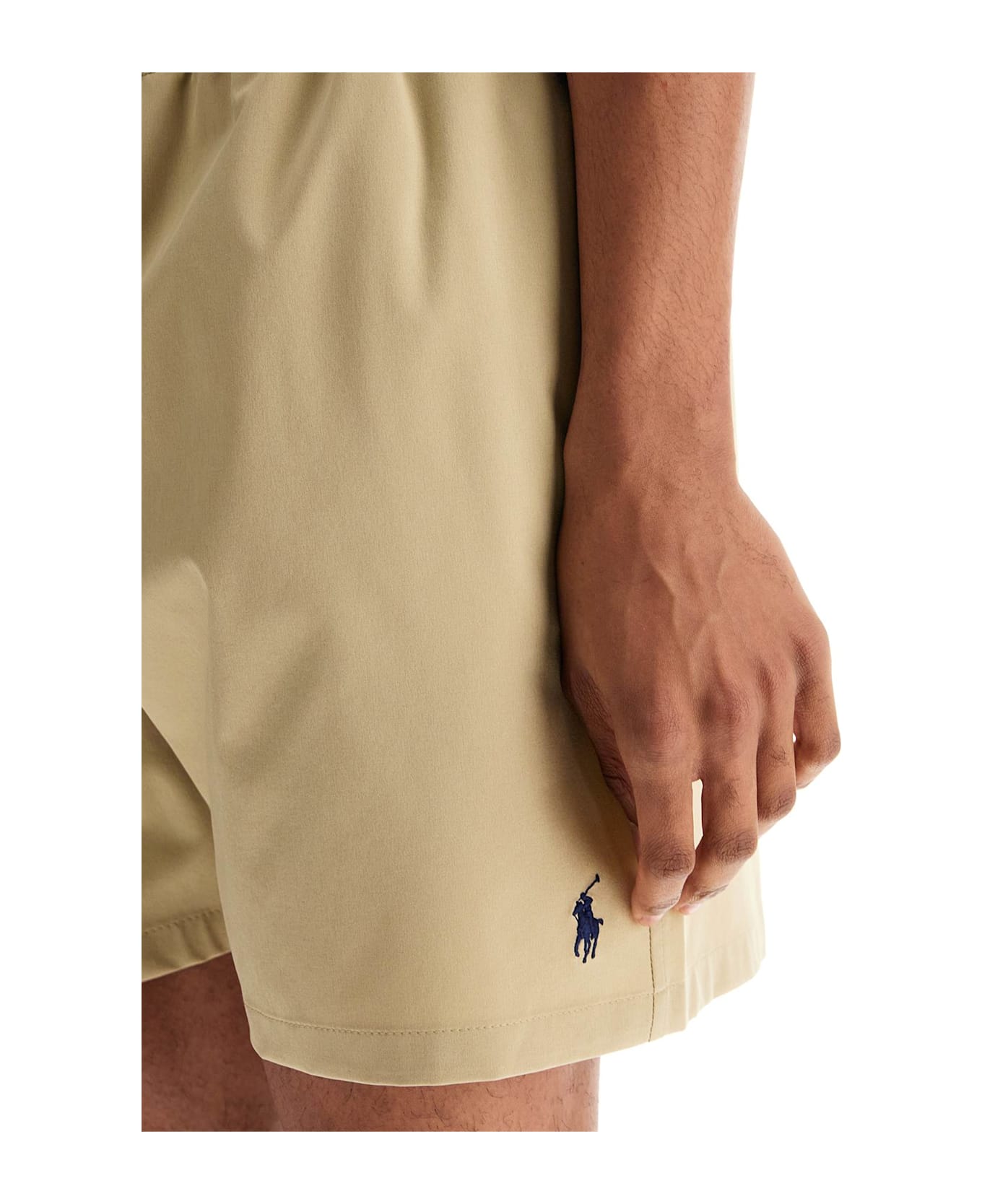 Polo Ralph Lauren Beige Solid Color Mid-trunk Swim Trunks In Recycled Polyester With Pocket - COASTAL BEIGE (Beige)