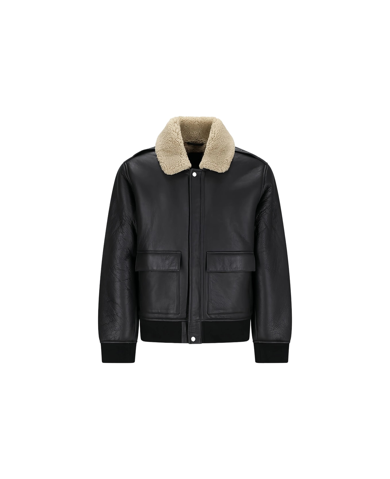 Calvin Klein Leather Outerwear - BLACK