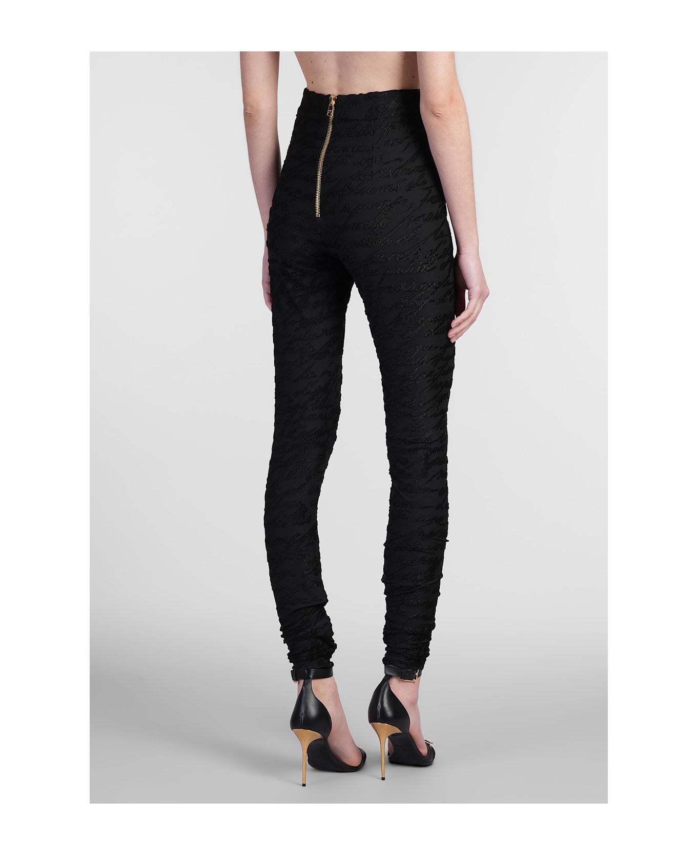 Balmain Leggings In Black Viscose - black