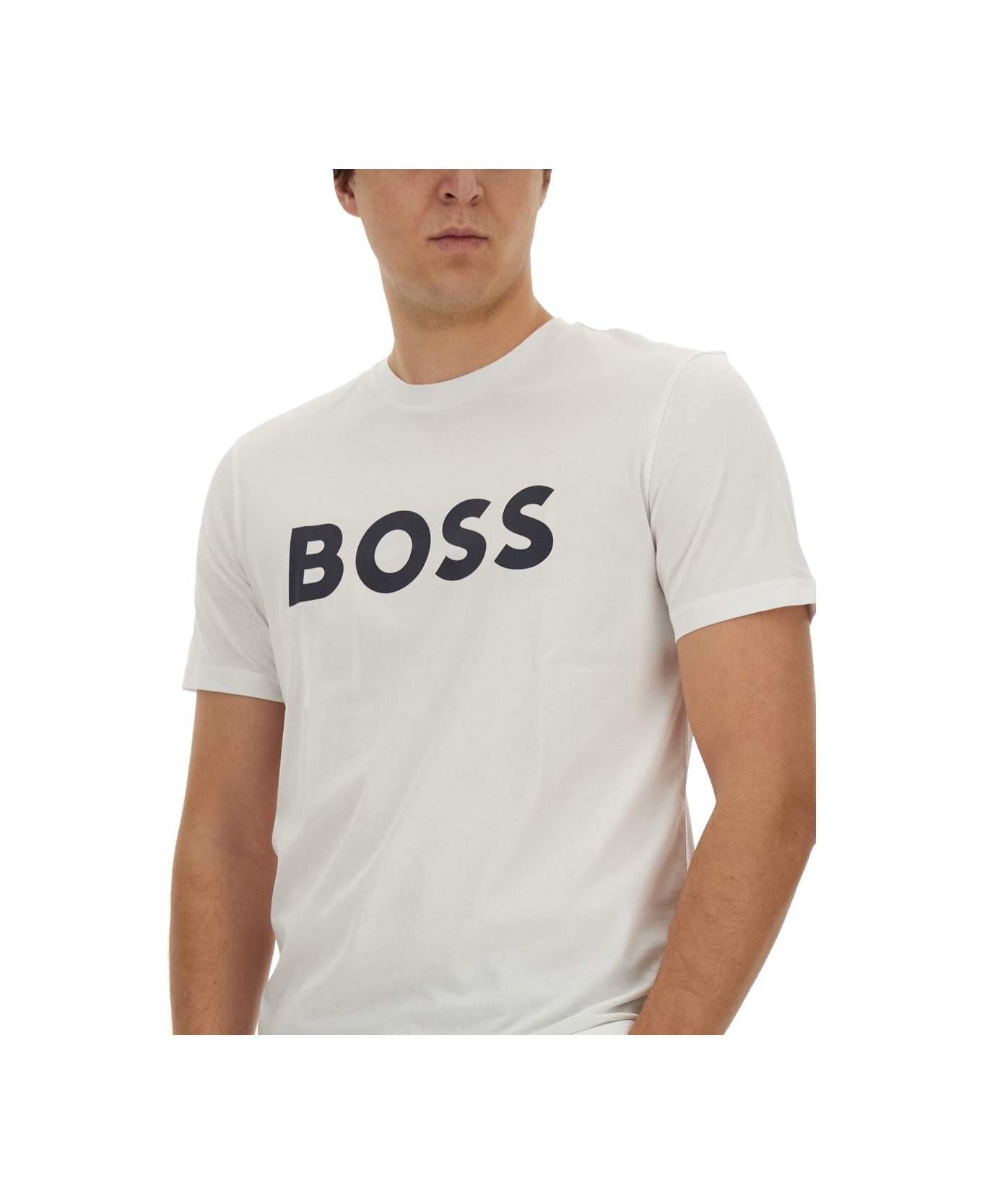 Hugo Boss Logo Print T-shirt - WHITE シャツ