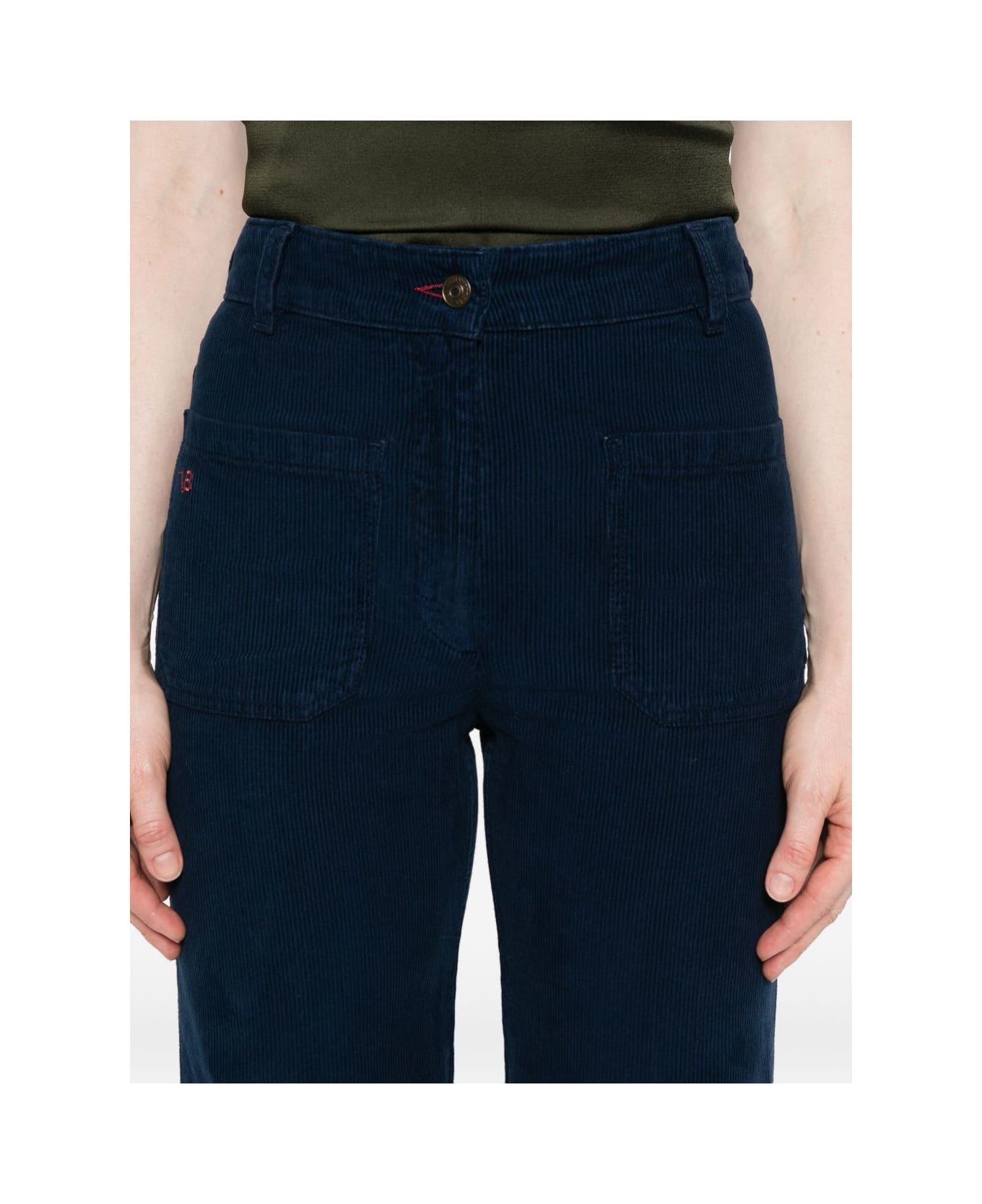 Victoria Beckham Blue Corduroy Trousers - Blue