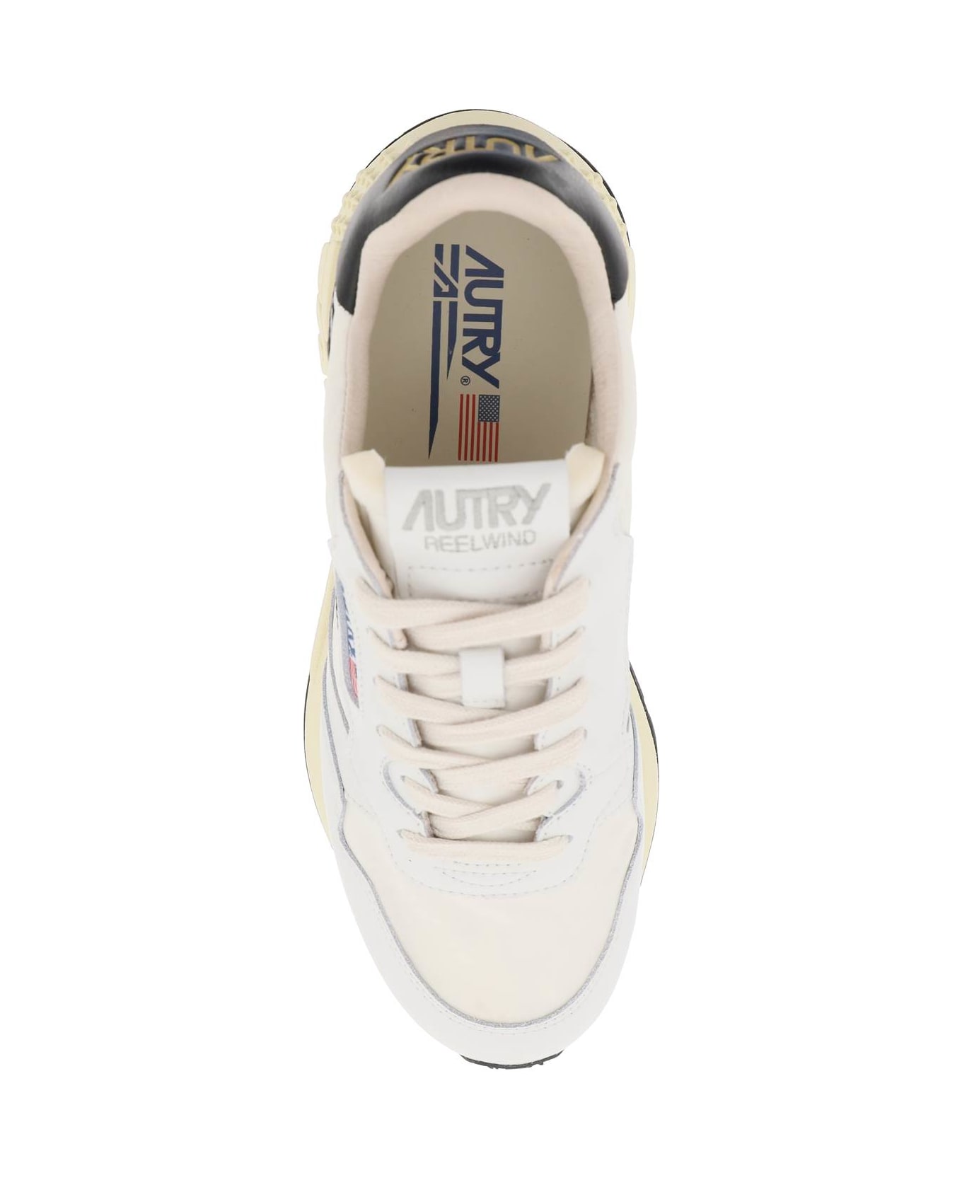 Autry Low-cut Nylon And Leather Reelwind Sneakers - Bianco