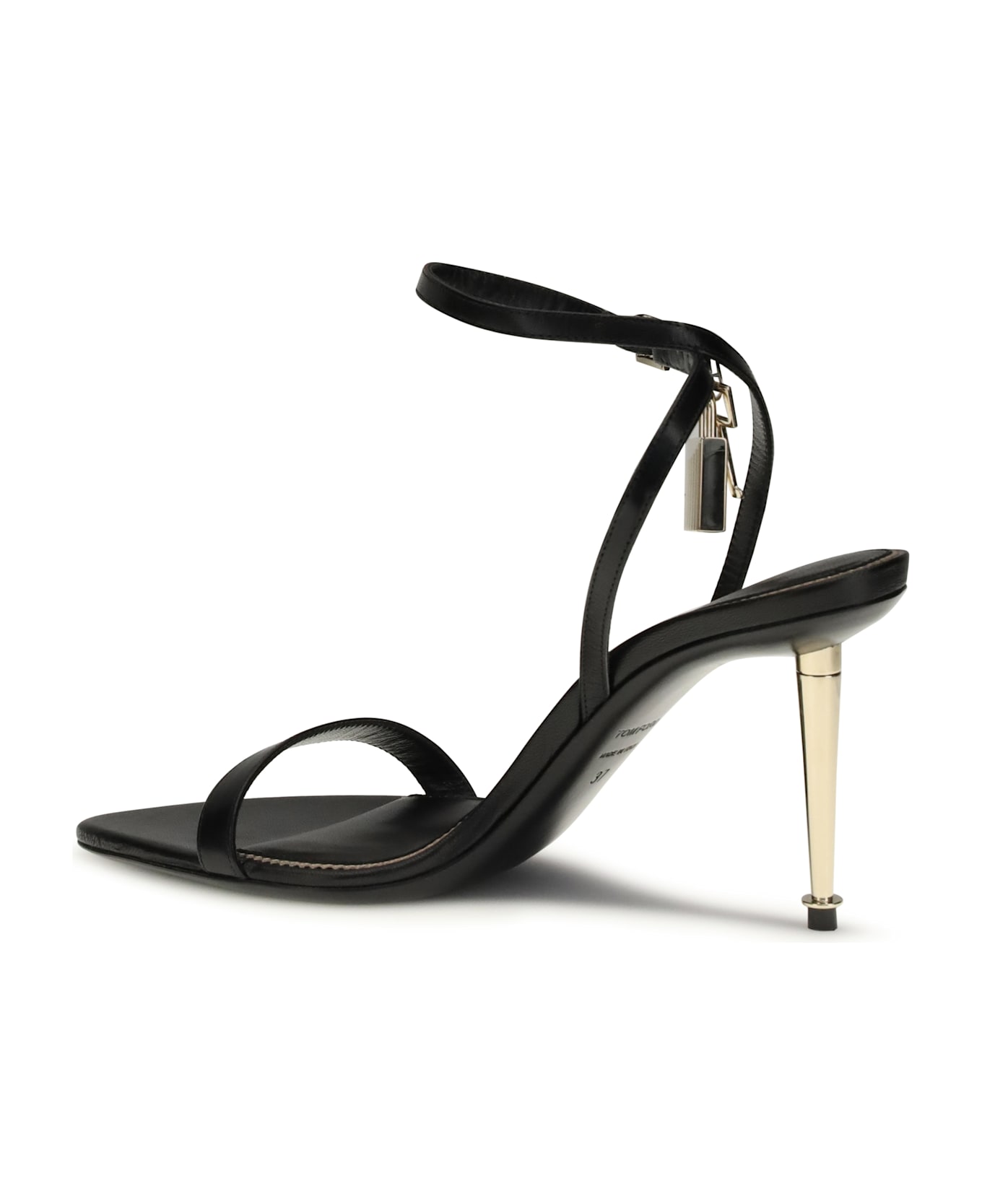 Tom Ford Shiny Leather Padlock Pointy Naked Sandal