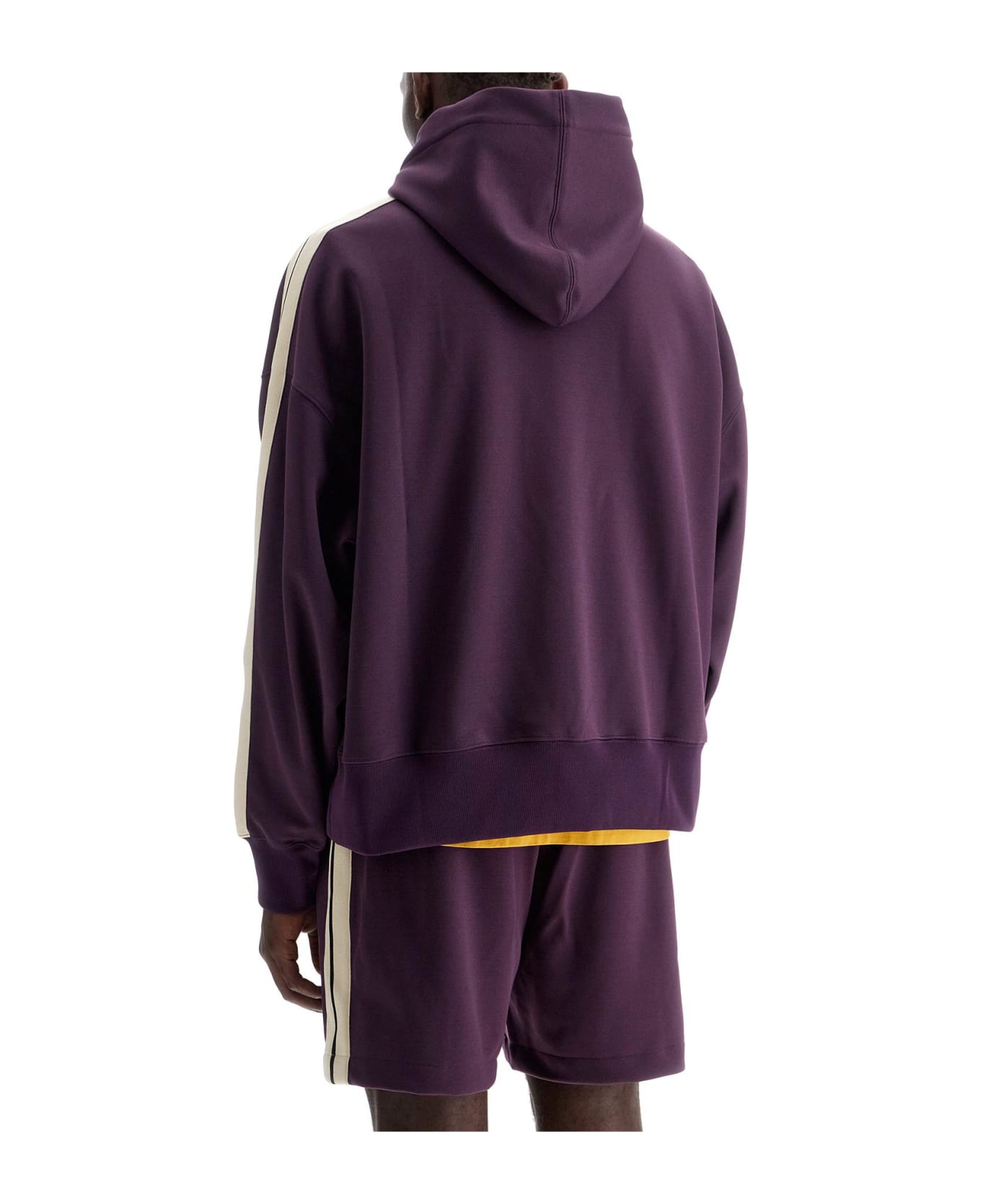 Palm Angels Boxy Sweatshirt With Stripes - DARK PURPLE OFF WHITE (Purple)