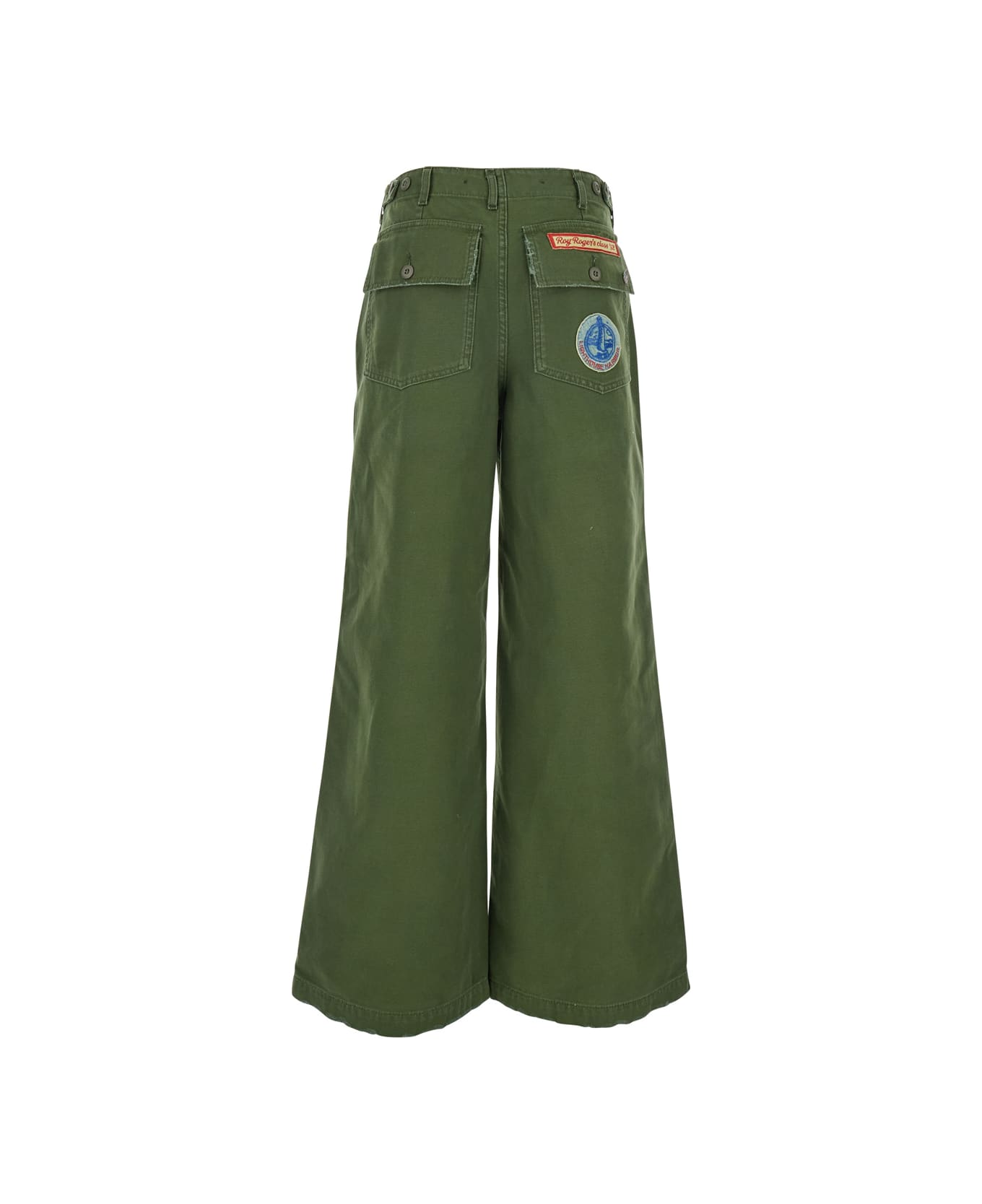 Roy Rogers 
old Glory
 Green Palazzo Style Jeans With Patch Embellishments On The Pockets In Denim Woman - Green