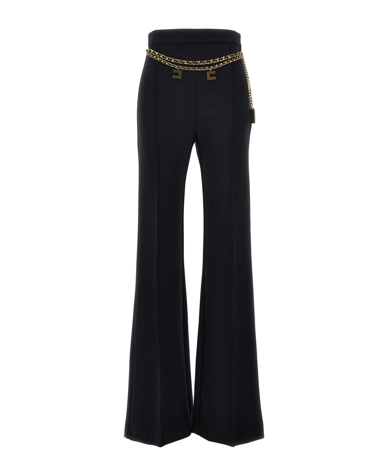 Elisabetta Franchi Logo Charms Belted Pants - Black