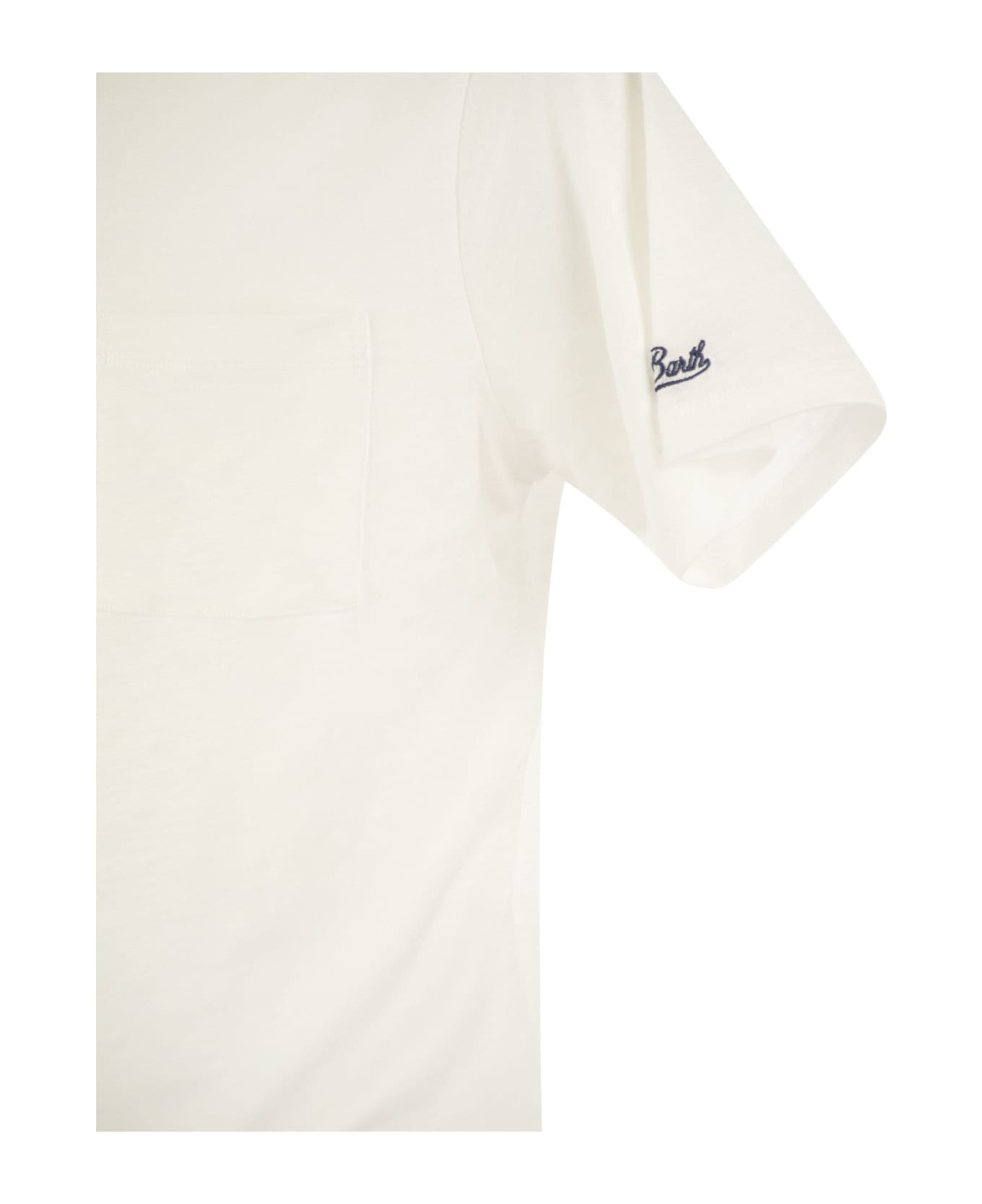 MC2 Saint Barth Ecstasea - Linen T-shirt With Pocket - White