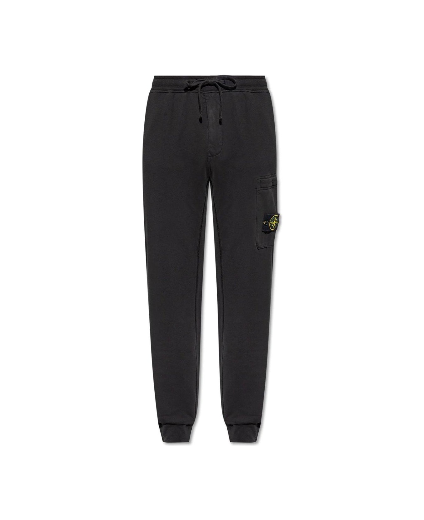 Stone Island Logo Patch Tapered Leg Sweatpants - Nero