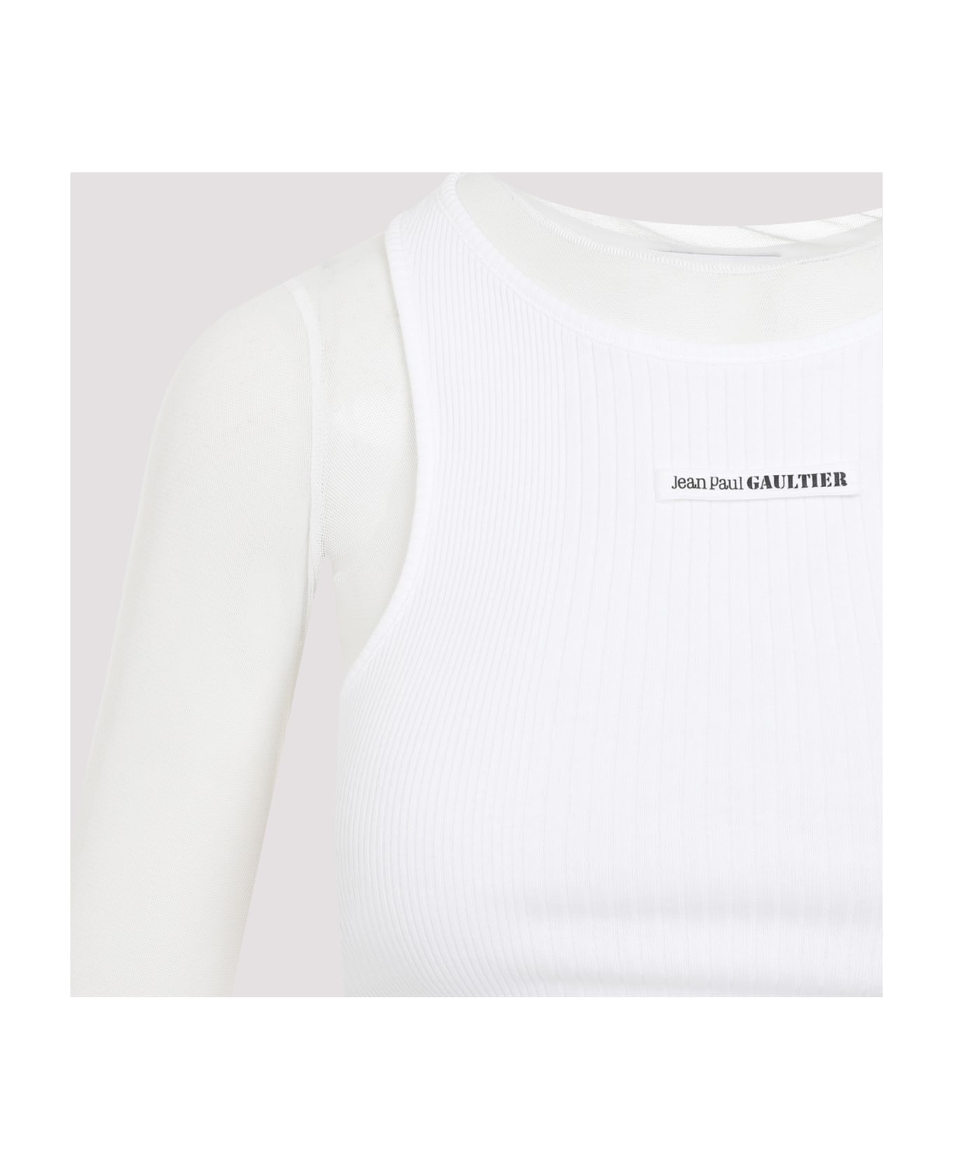 Jean Paul Gaultier Mesh With Ribs "petit Grand" Top - White White