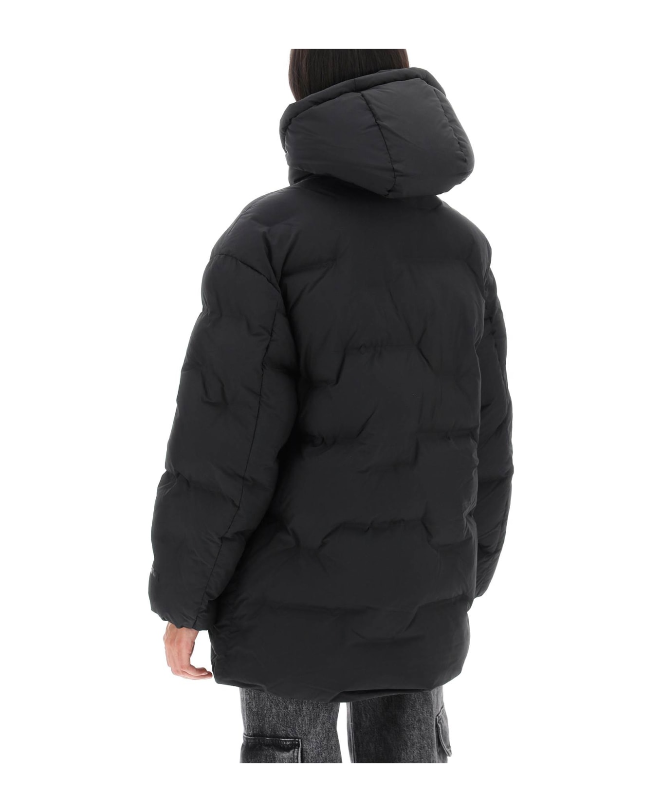 Ganni Midi Puffer Jacket With Detachable Hood - BLACK ダウンジャケット