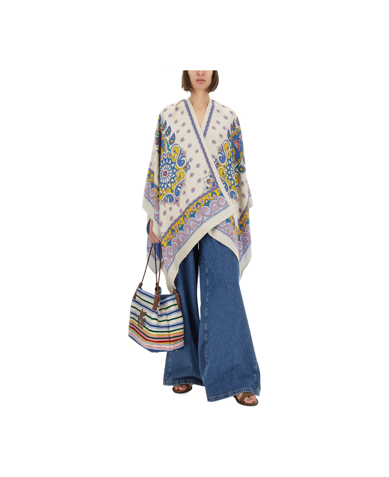 Etro Cape With Daisies - MULTICOLOUR