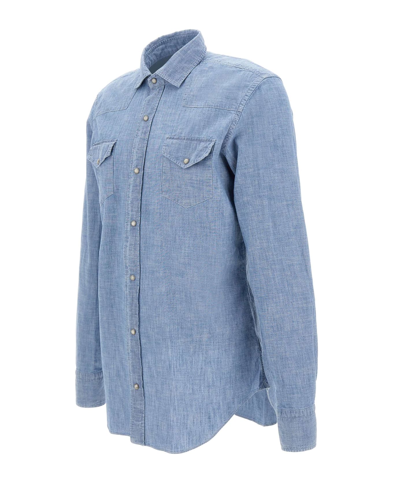 Eleventy Superfine Cotton Denim Shirt - LIGHT BLUE