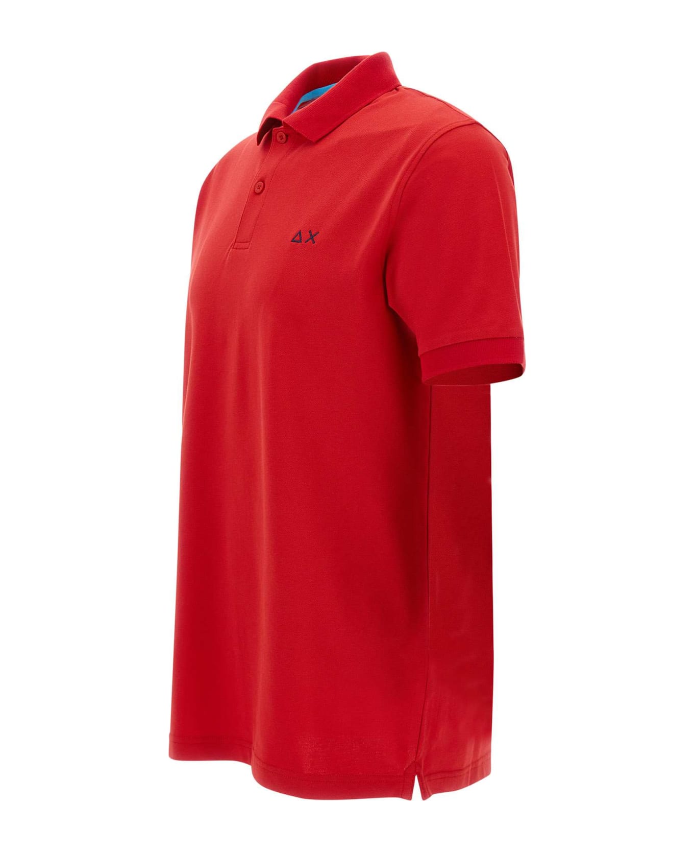 Sun 68 "solid" Pique Cotton Polo Shirt - RED