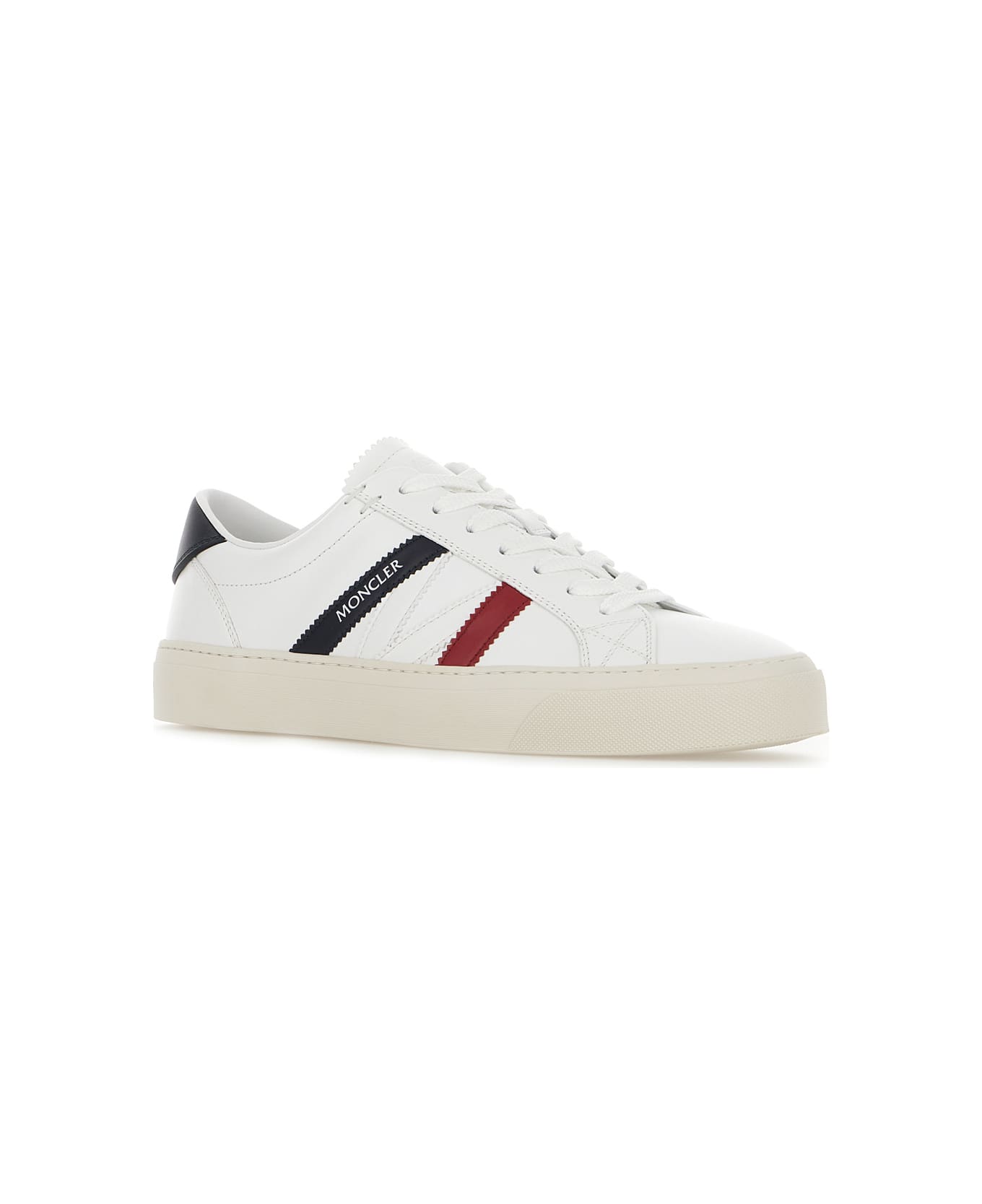 Moncler White Leather Monaco M Sneakers - WHITE