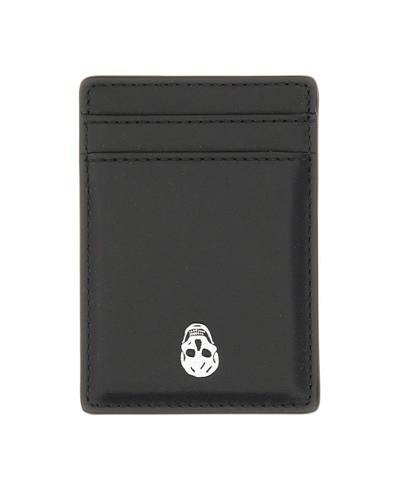 Alexander McQueen Magnetic Card Holder "skull" - BLACK