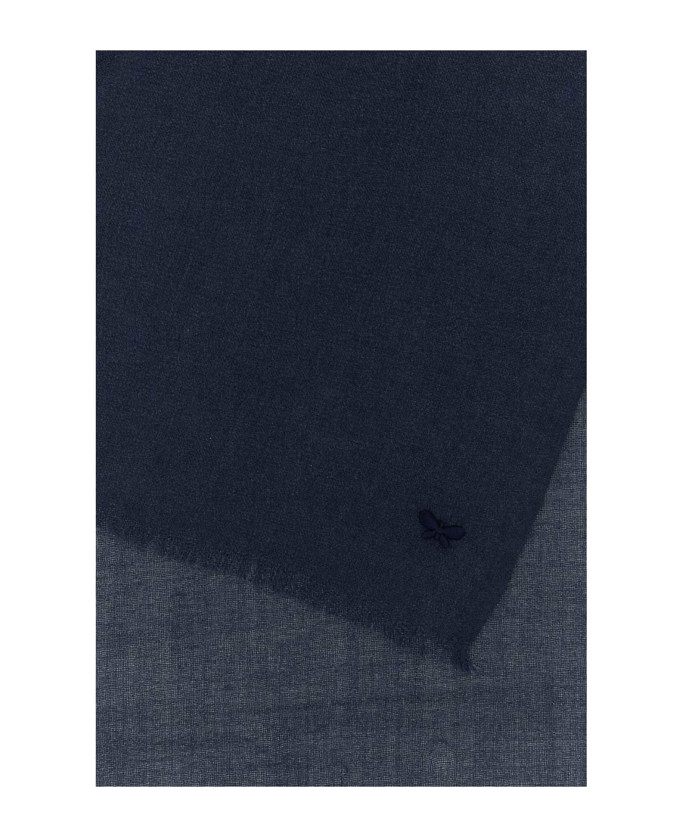 Weekend Max Mara Navy Blue Cashmere Blend Rauche Foulard - 009