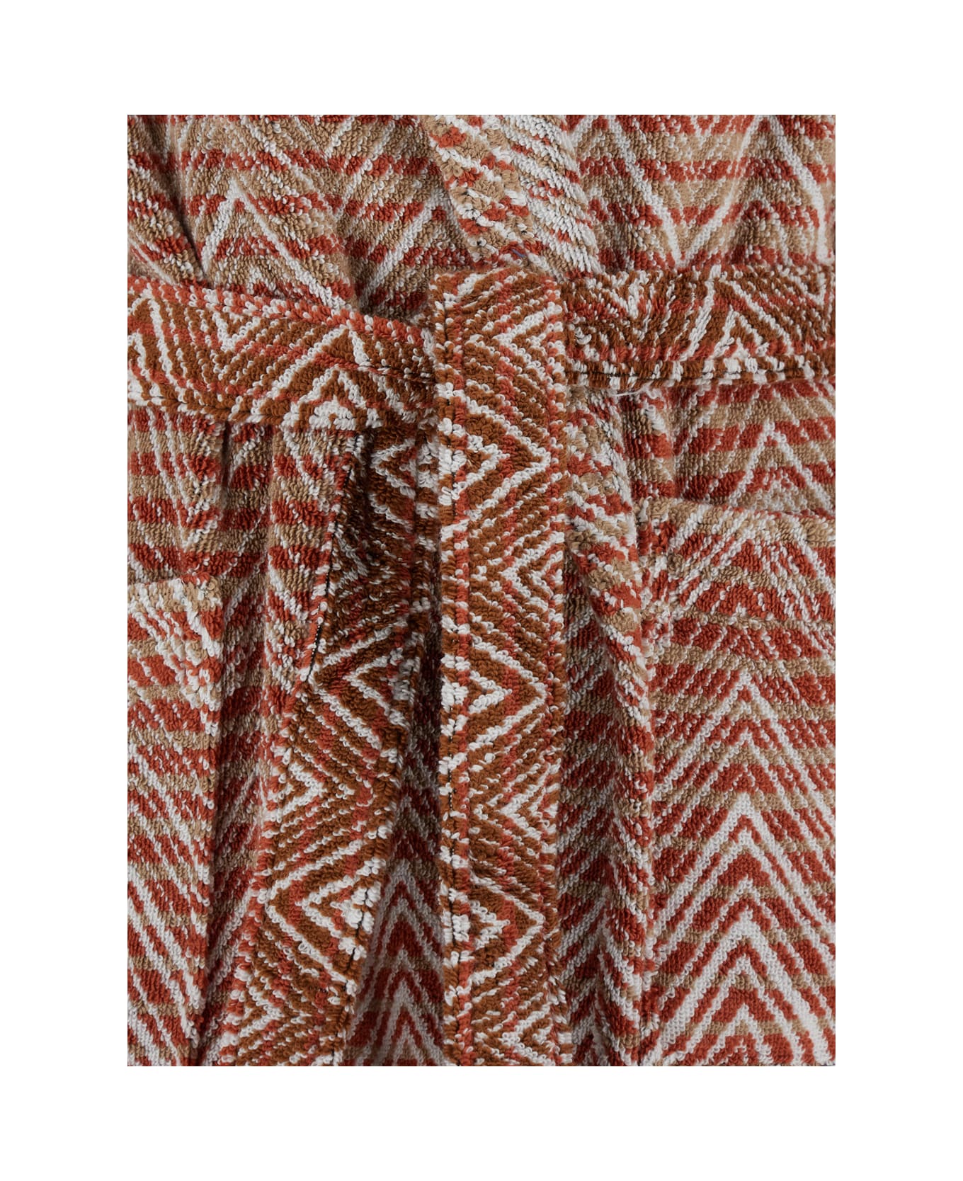 Missoni 
stone
 Red Bathrobe With Hood And All-over Zigzag Motif In Cotton Home - Red