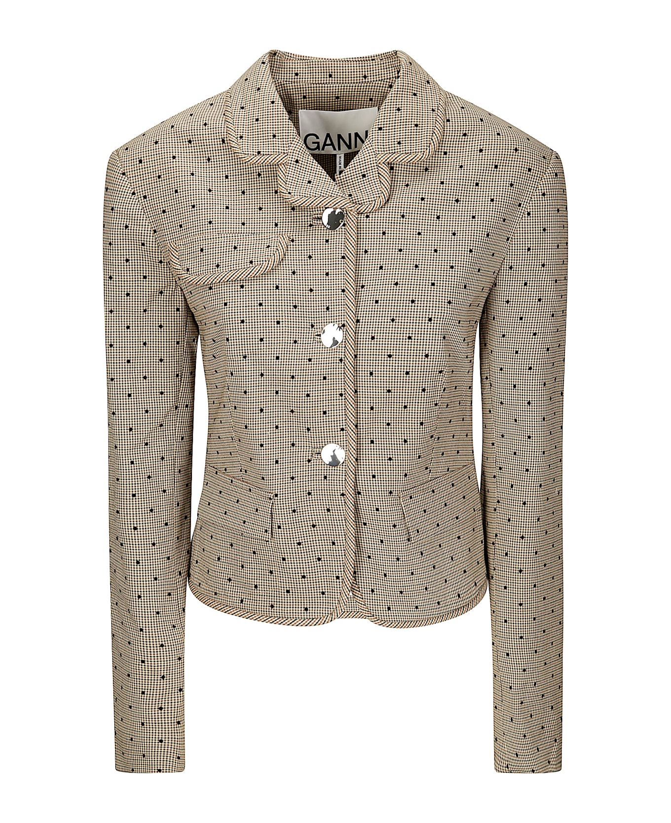 Ganni Flock Check Suiting Blazer - TIGER
S EYE