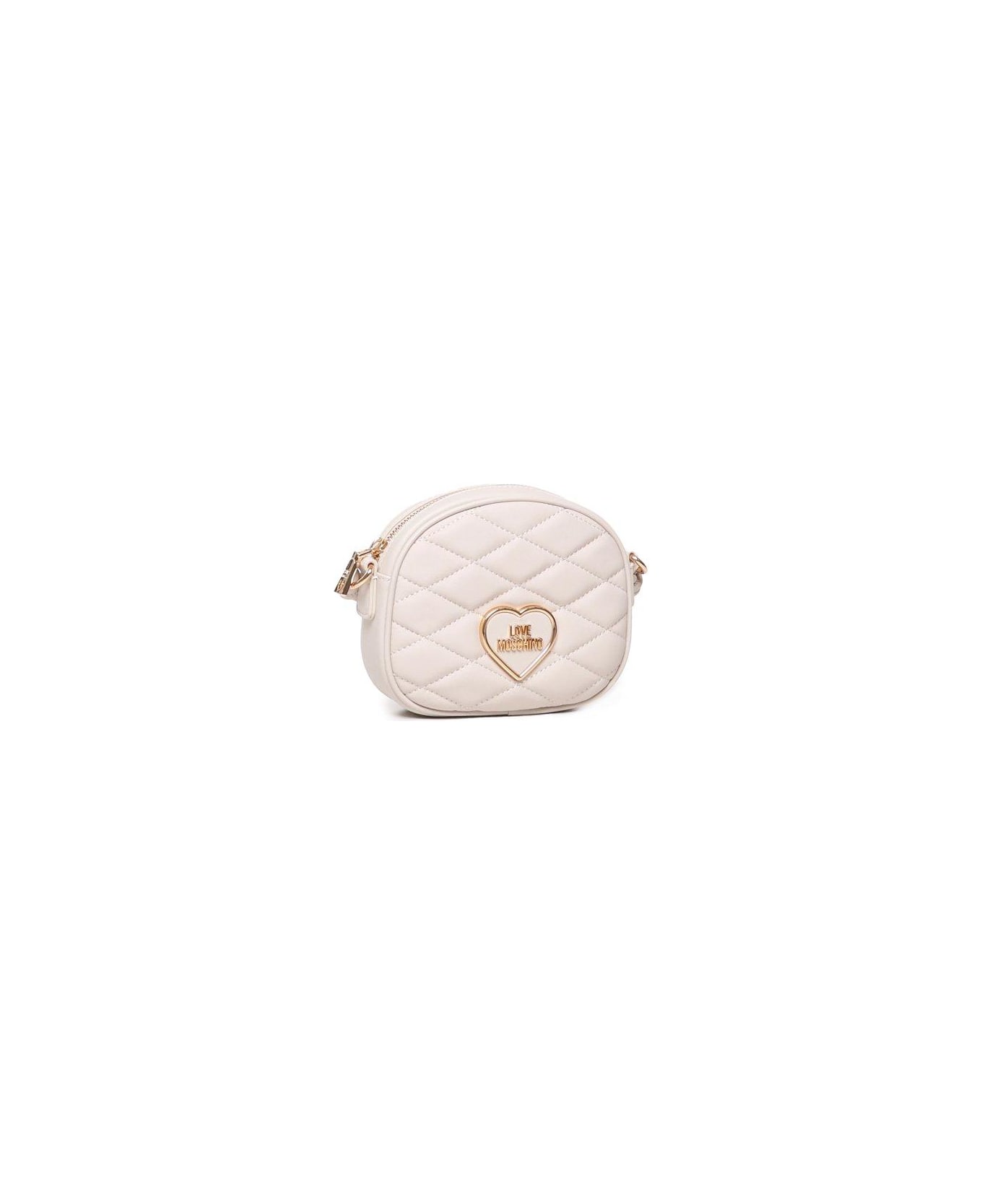 Love Moschino Logo Lettering Quilted Shoulder Bag - White