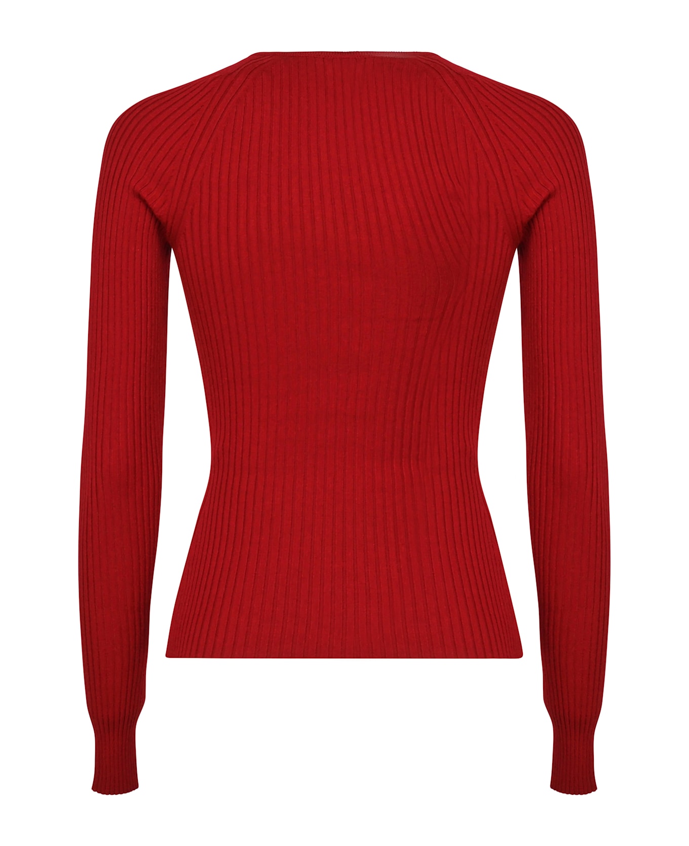 Courrèges Ribbed Knit Top With Cut-out - Grenat