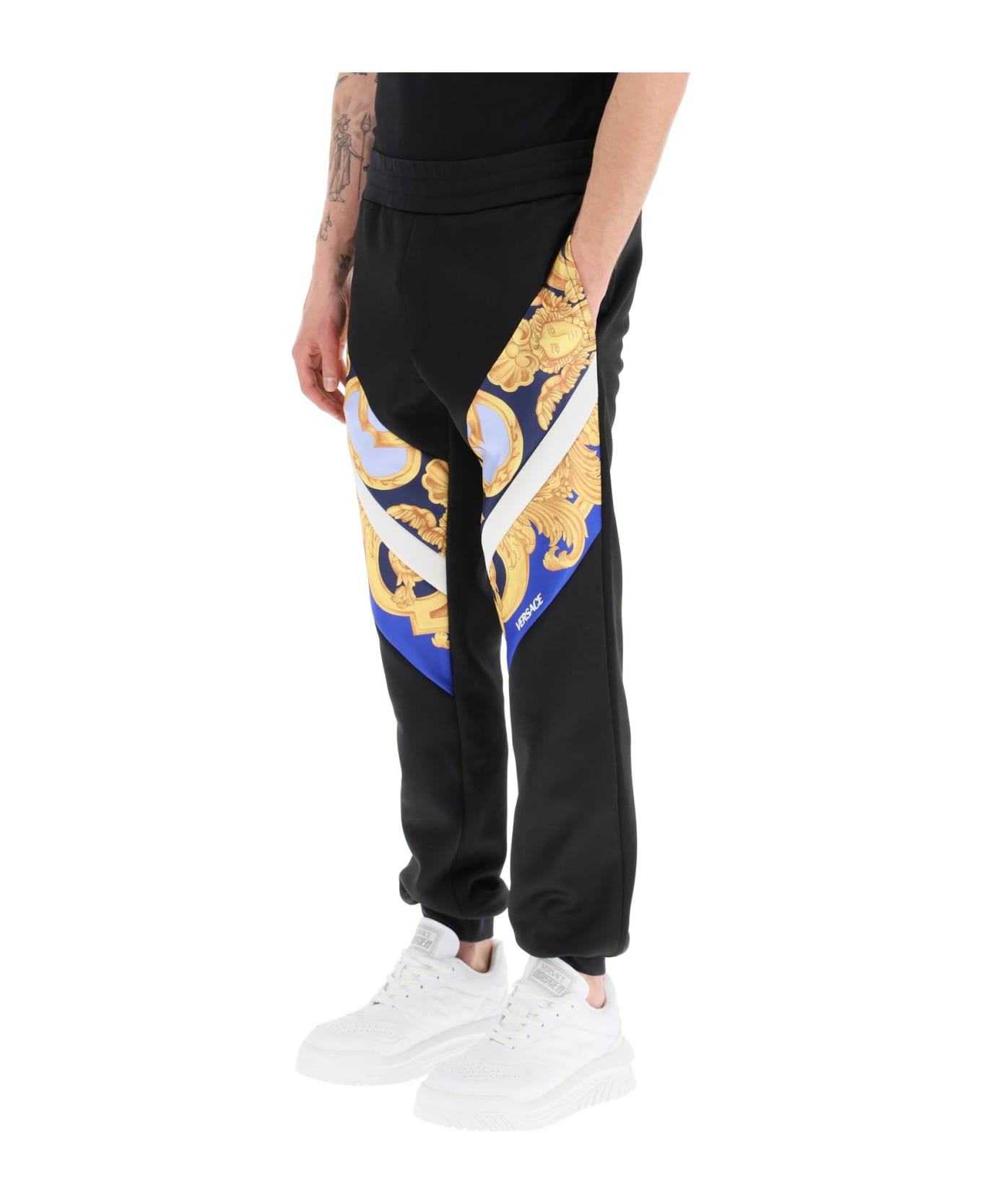 Versace Interlock Track Pants With Barocco 660 Inserts - Blue
