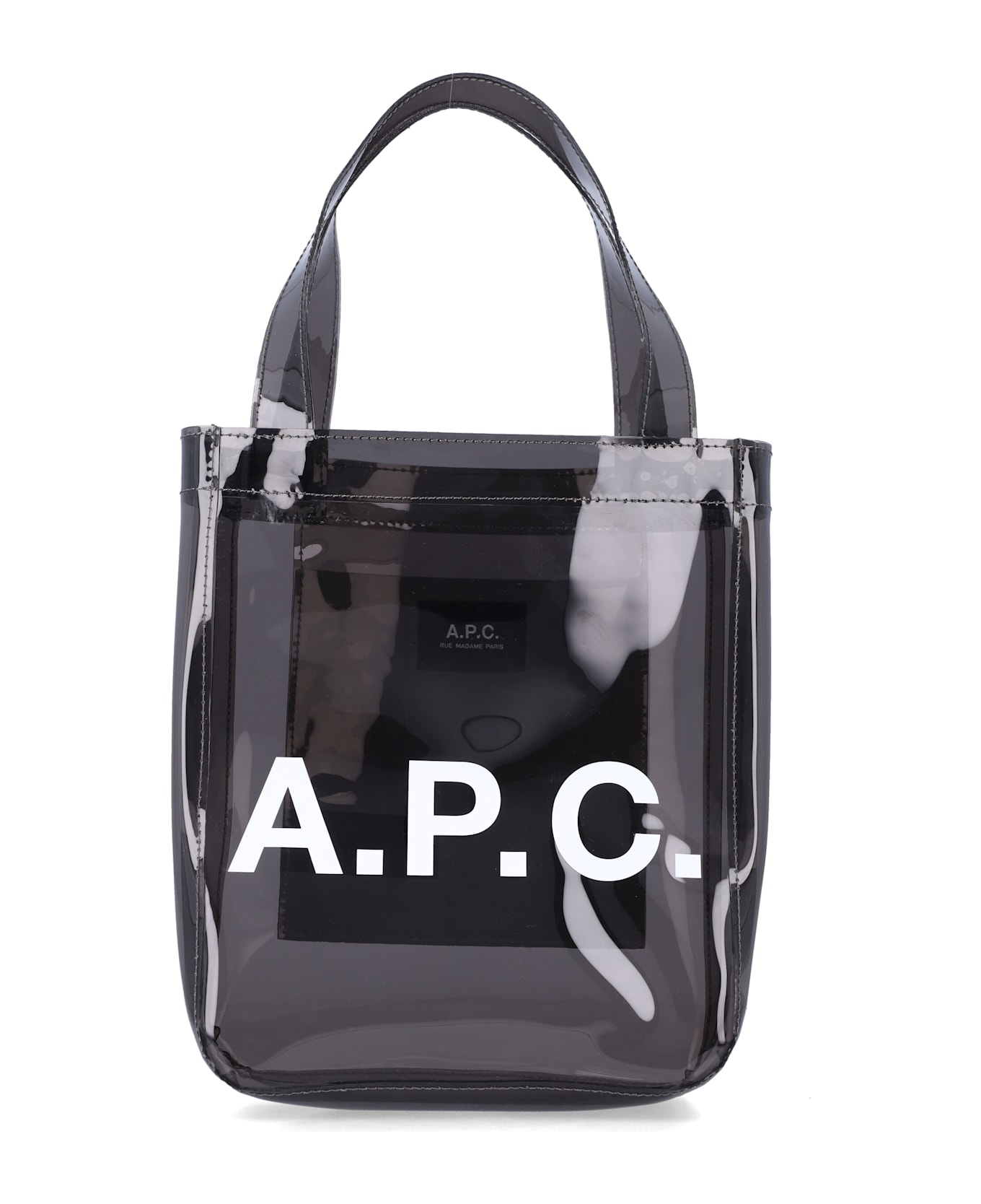 A.P.C. Small Lou Glossy Pvc Tote Bag - ANTRACITE