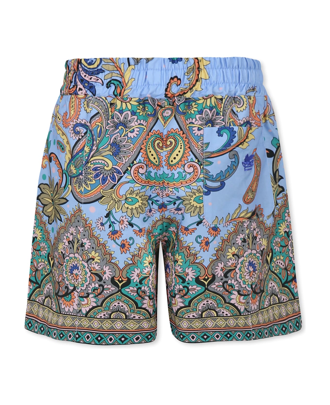 Etro Light Blue Shorts For Boy With Paisley Pattern - Light Blue