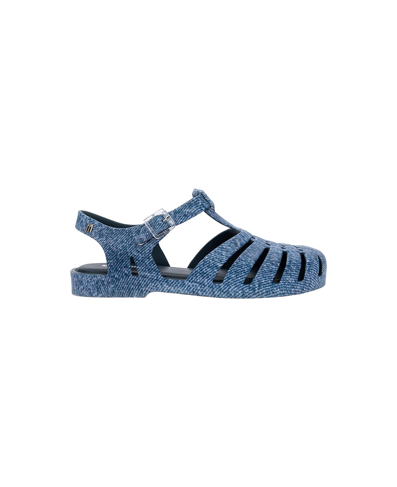 Melissa 
possession
 Blue Sandals With Cage Design And Denim Print In Tech Fabric Woman - Blu