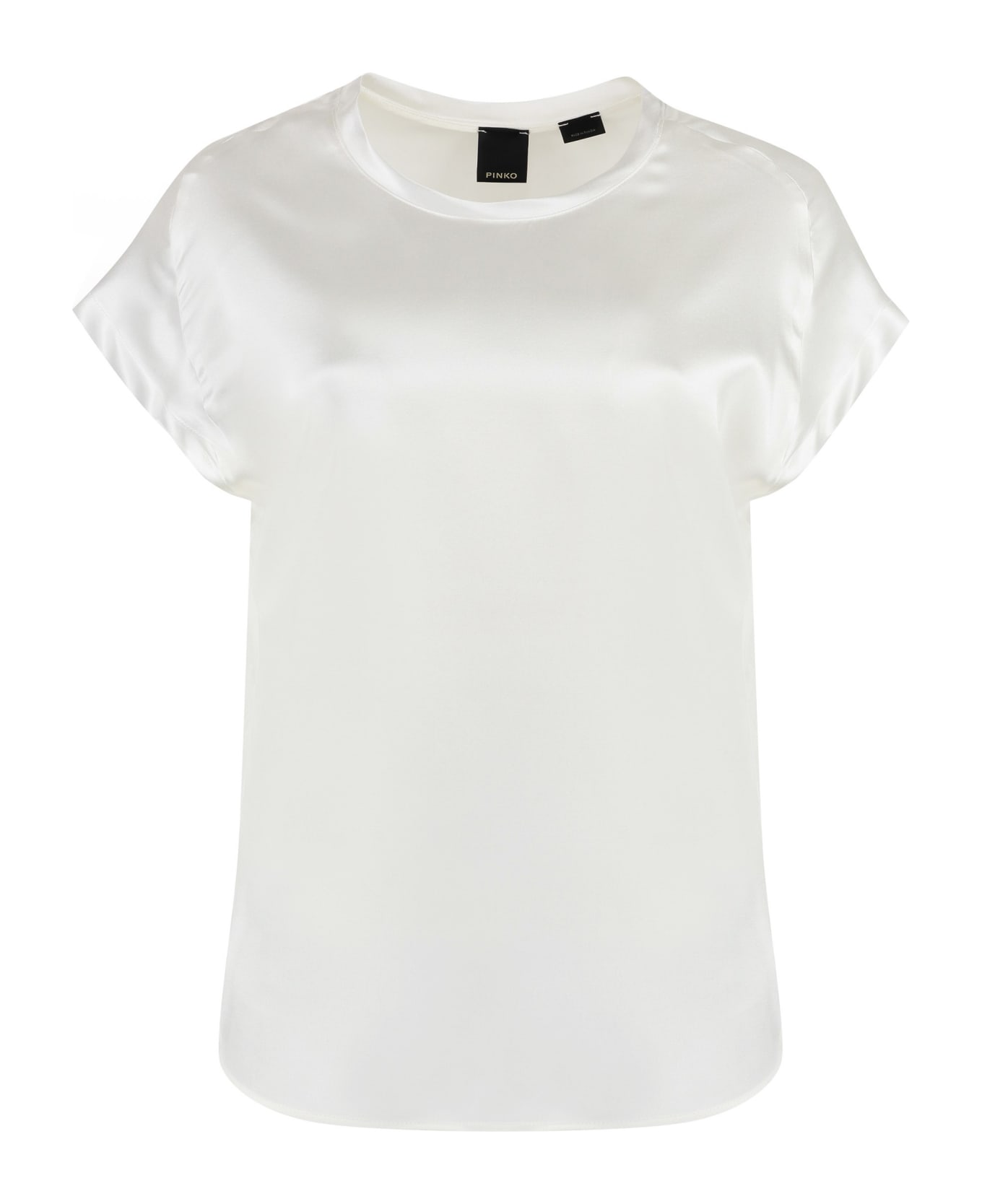 Pinko Crewneck Short-sleeved Leather T-shirt - White Tシャツ