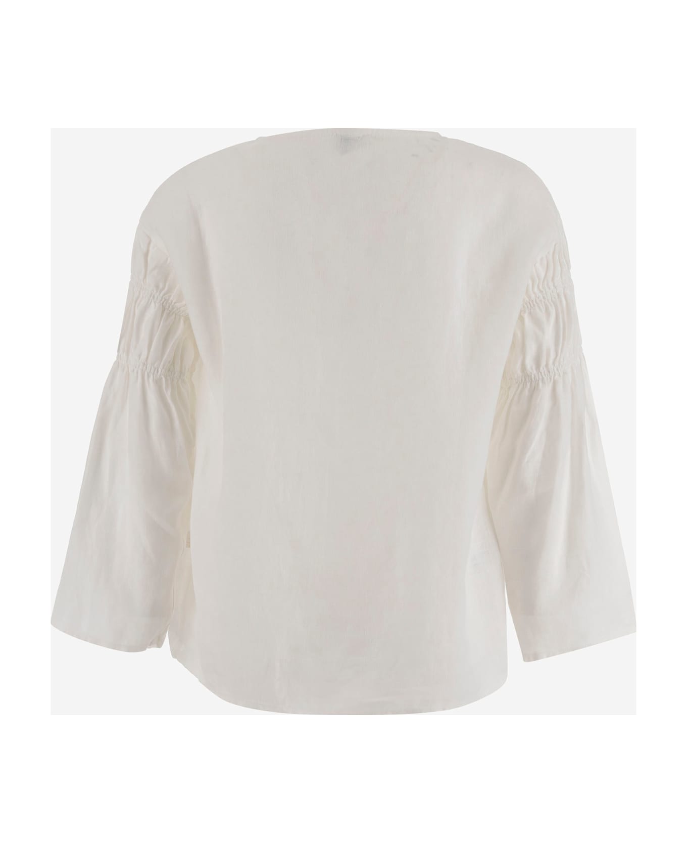 Il Gufo Linen Shirt With Gathers - White