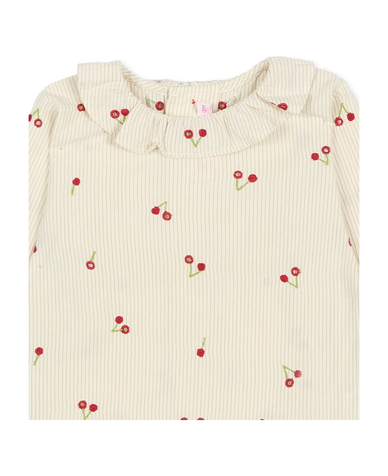 Bonpoint Ivory Shirt For Baby Girl With Cherries - Ivory