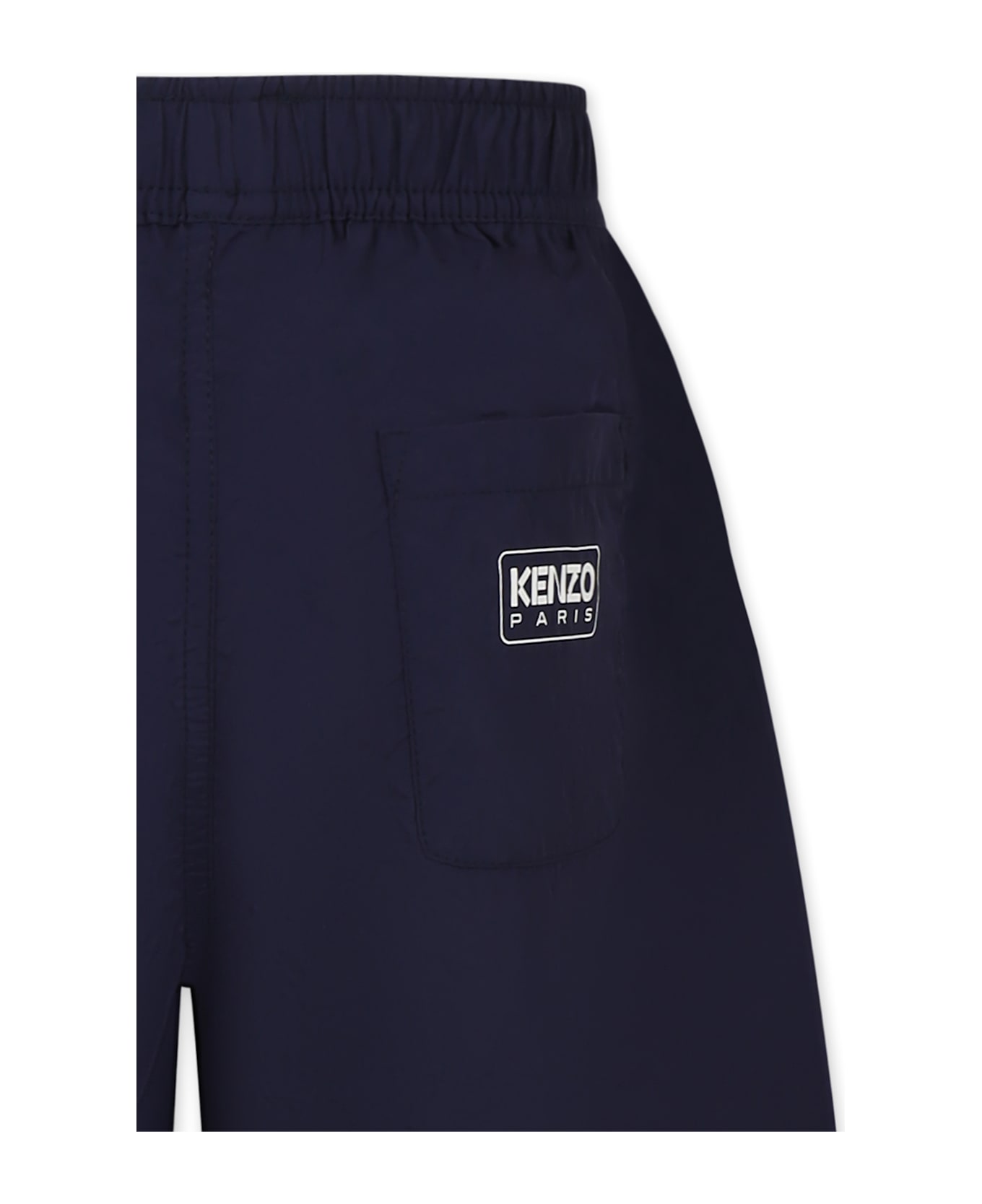 Kenzo Kids Blue Shorts For Boy With Logo - Blue