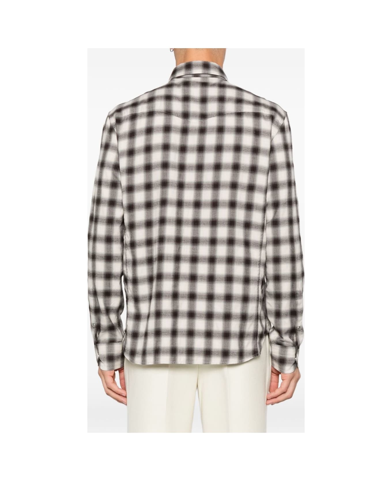 Tom Ford Cotton Blend Checked Shirt - Brown