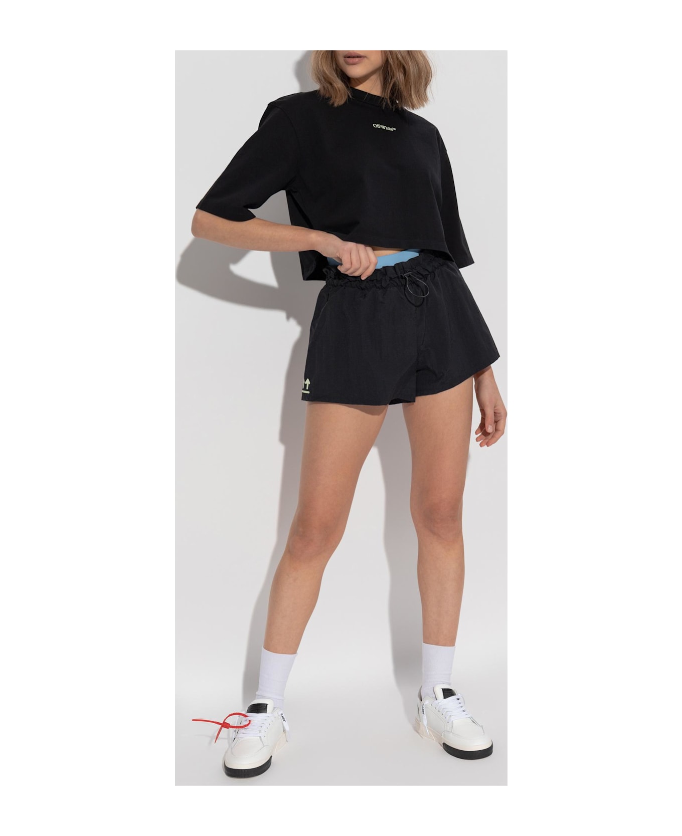 Off-White Training Shorts With Printed Logo - BLACK