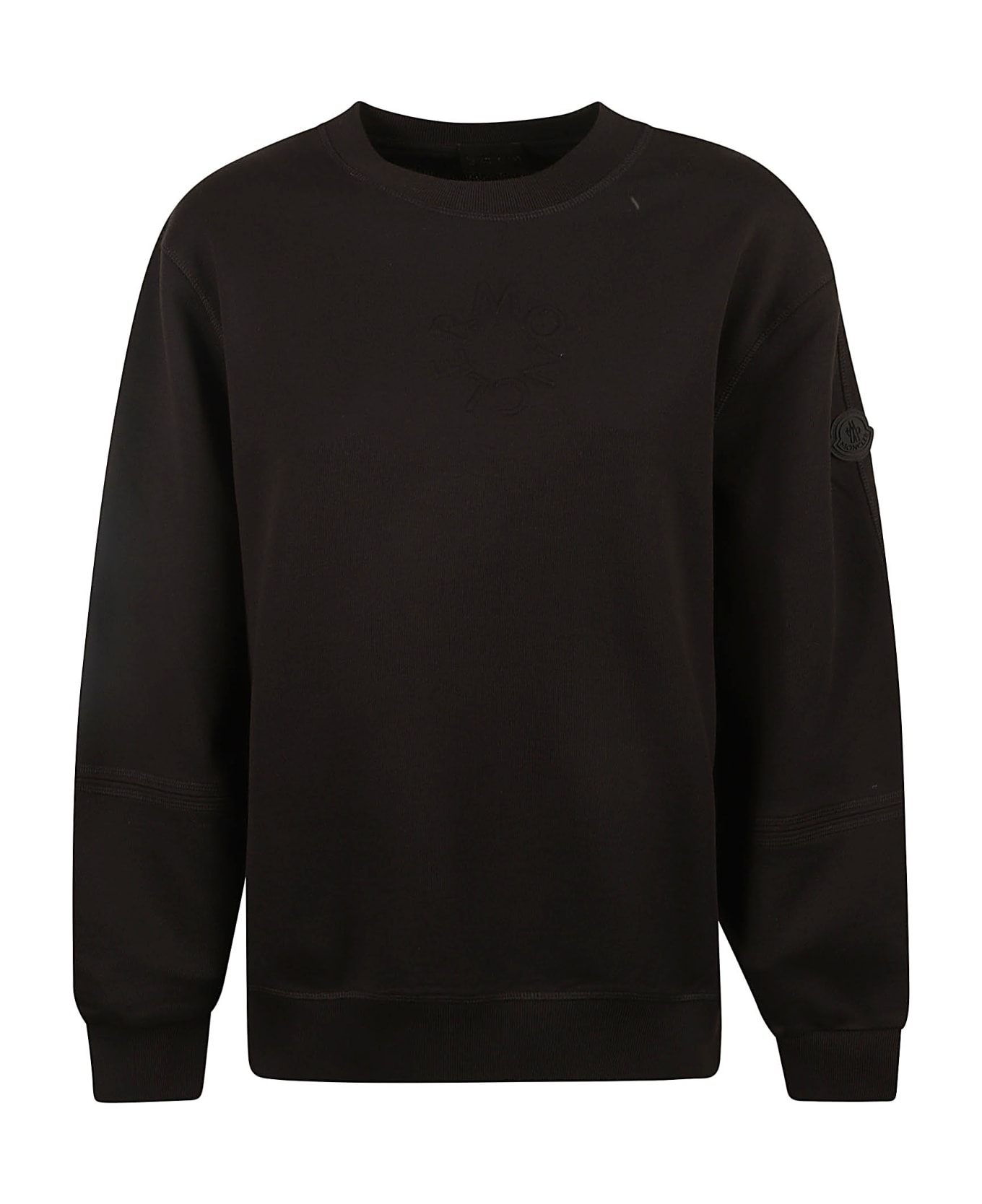 Moncler Logo Patched Rib Sweatshirt - Black