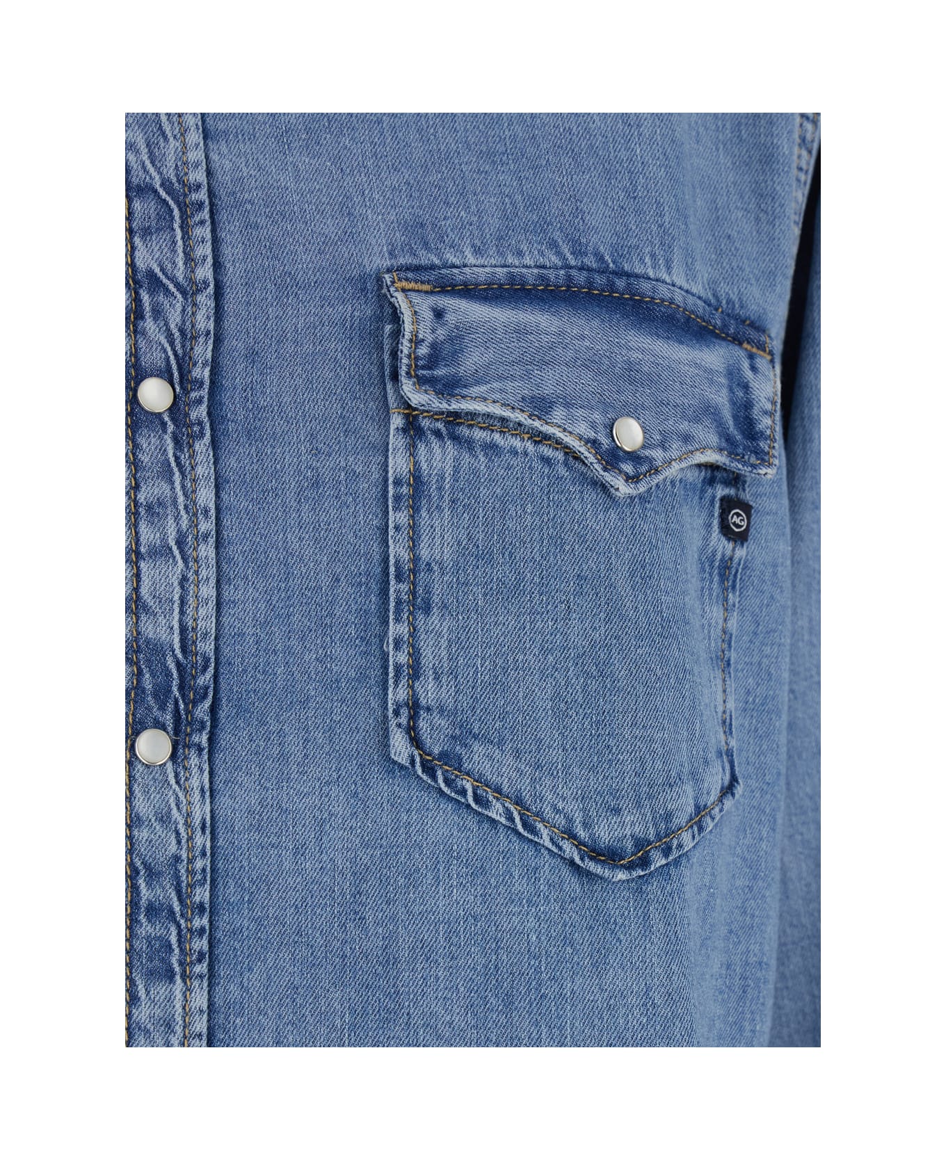 AG Jeans Blue Shirt With Classic Collar In Denim Woman - Blu