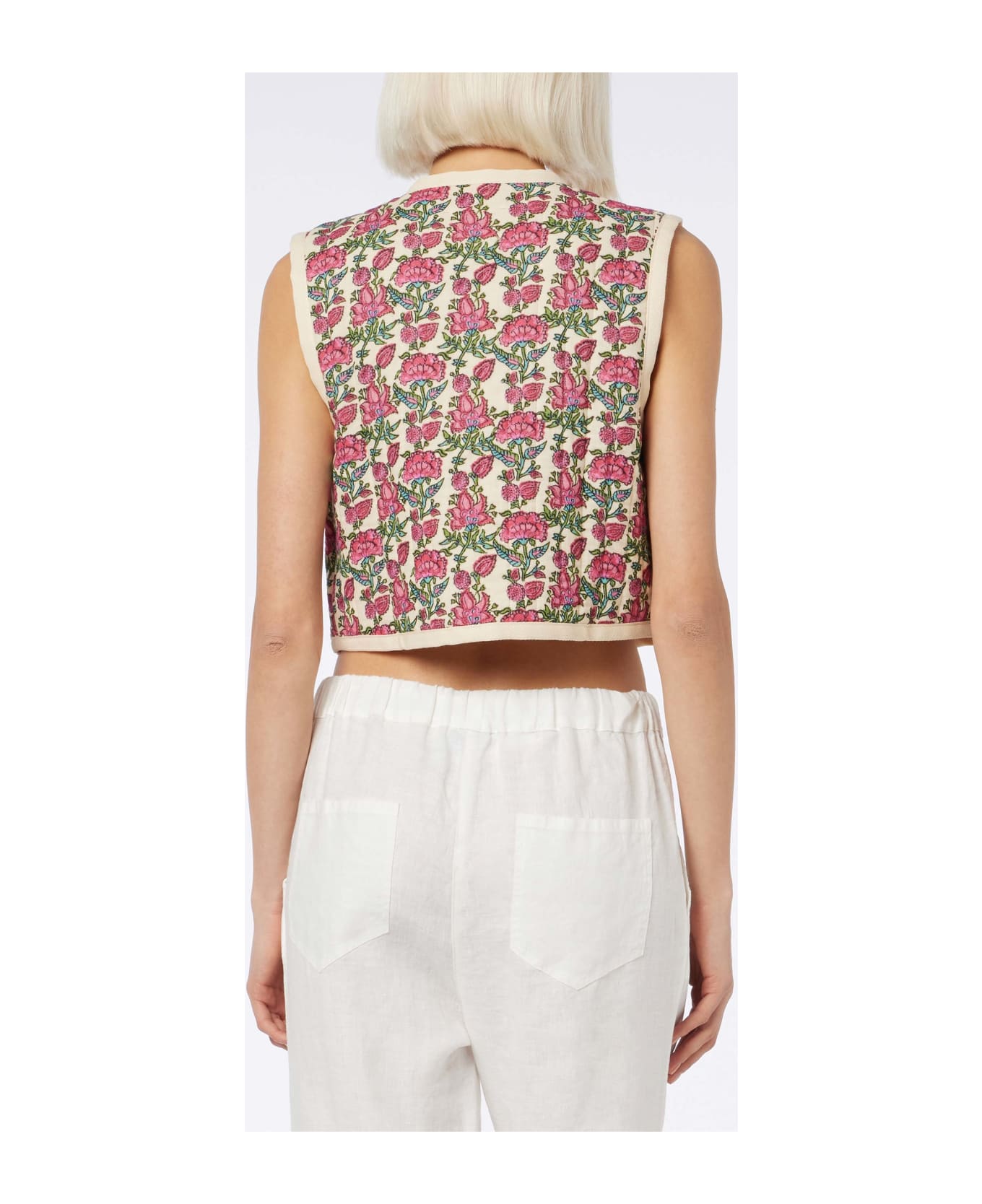 MC2 Saint Barth Woman Embroidered Padded Vest - WHITE