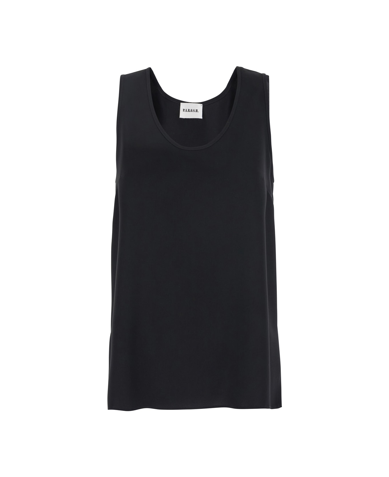 Parosh Black Sleeveless Top With Round Neck In Tech Fabric Woman - Black