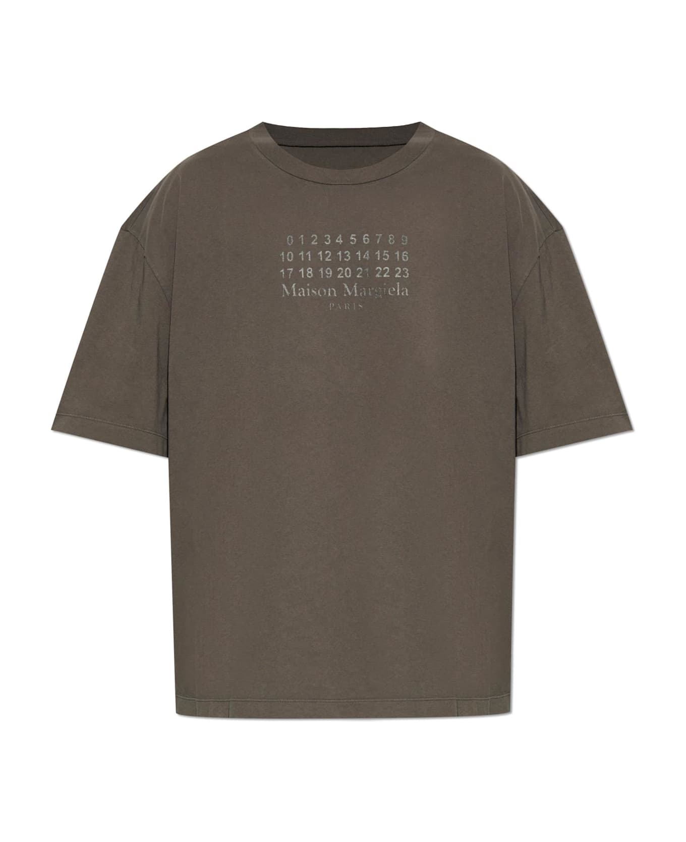 Maison Margiela T-shirt With Printed Logo - BROWN