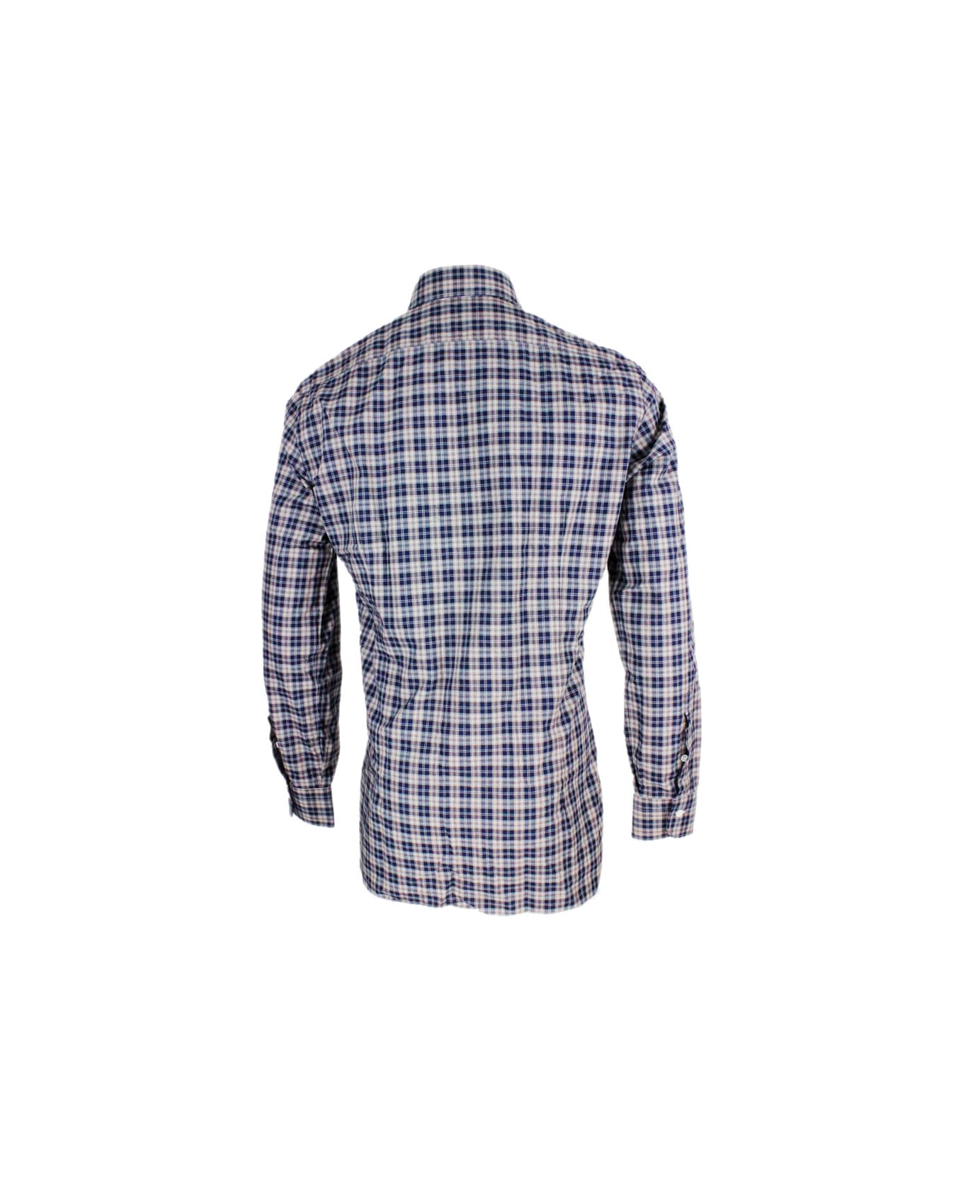 Barba Napoli Cult Shirt With Two-tone Checked Pattern - Blu