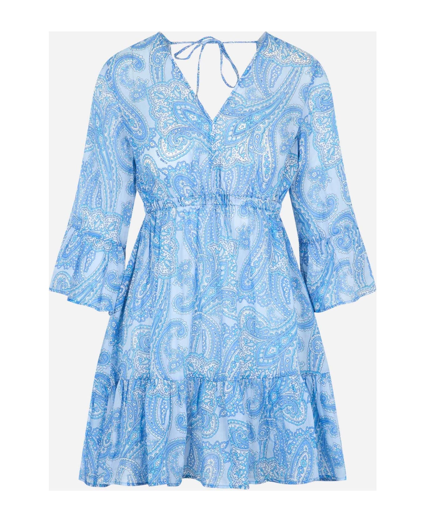 MC2 Saint Barth Woman Linen Paisly Short Dress April - SKY