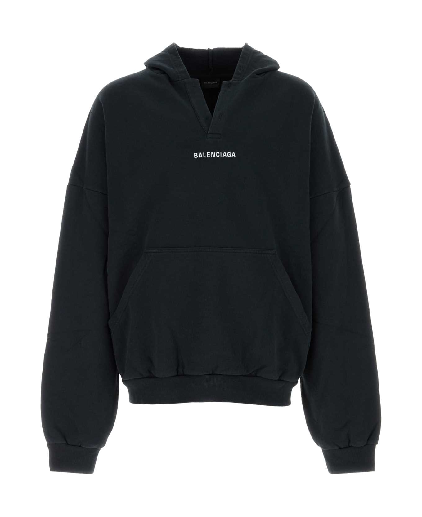 Balenciaga Cotton Sweatshirt - FADED BLACK/WHITE
