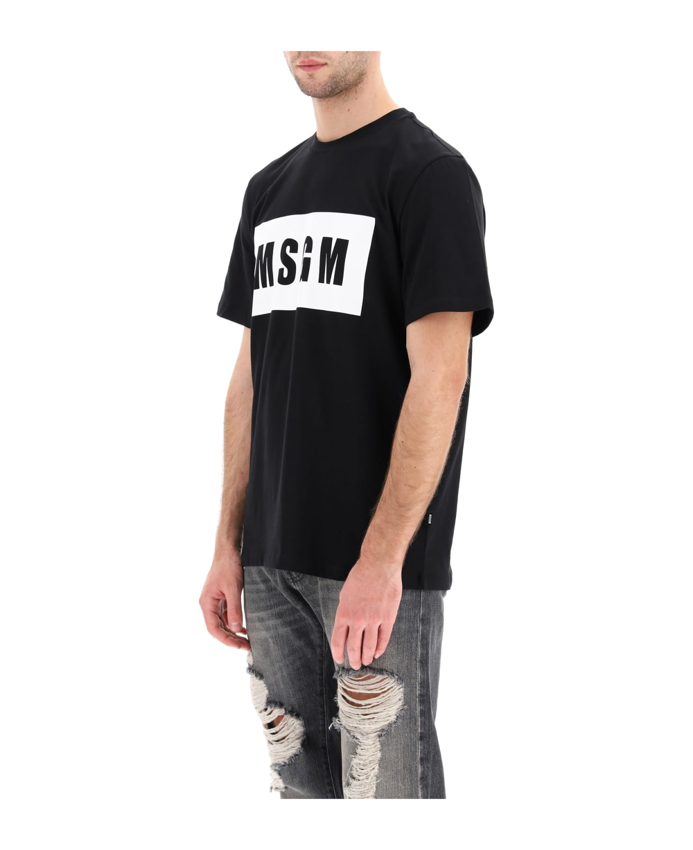 MSGM Logo Box T-shirt - Black シャツ