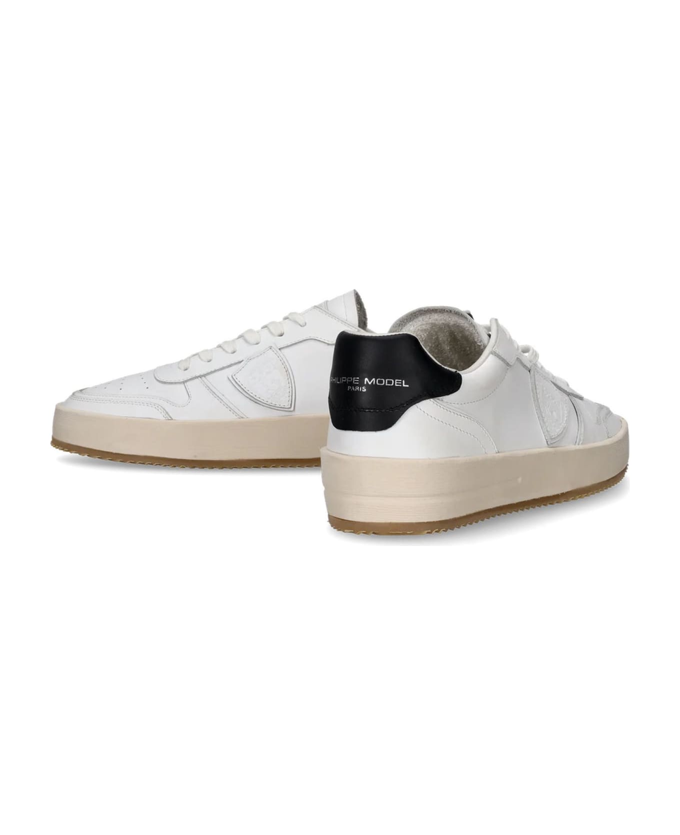 Philippe Model Nice Low-top Sneakers In Leather, White Black - White