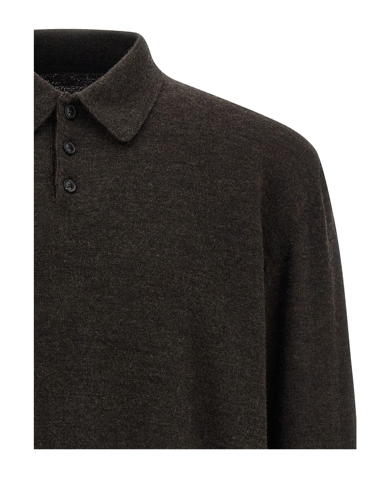 Maison Margiela Suede Patch Polo Shirt - Brown