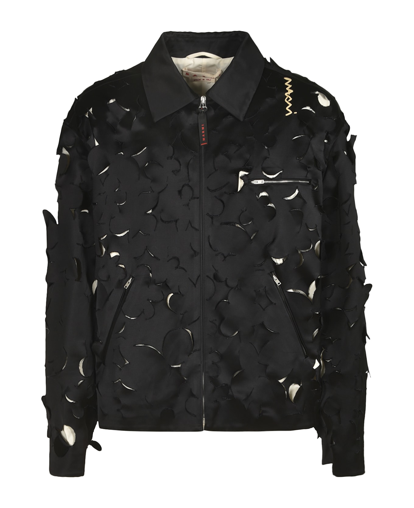 Marni Embroidered Duchesse Cut-out Jacket - Black