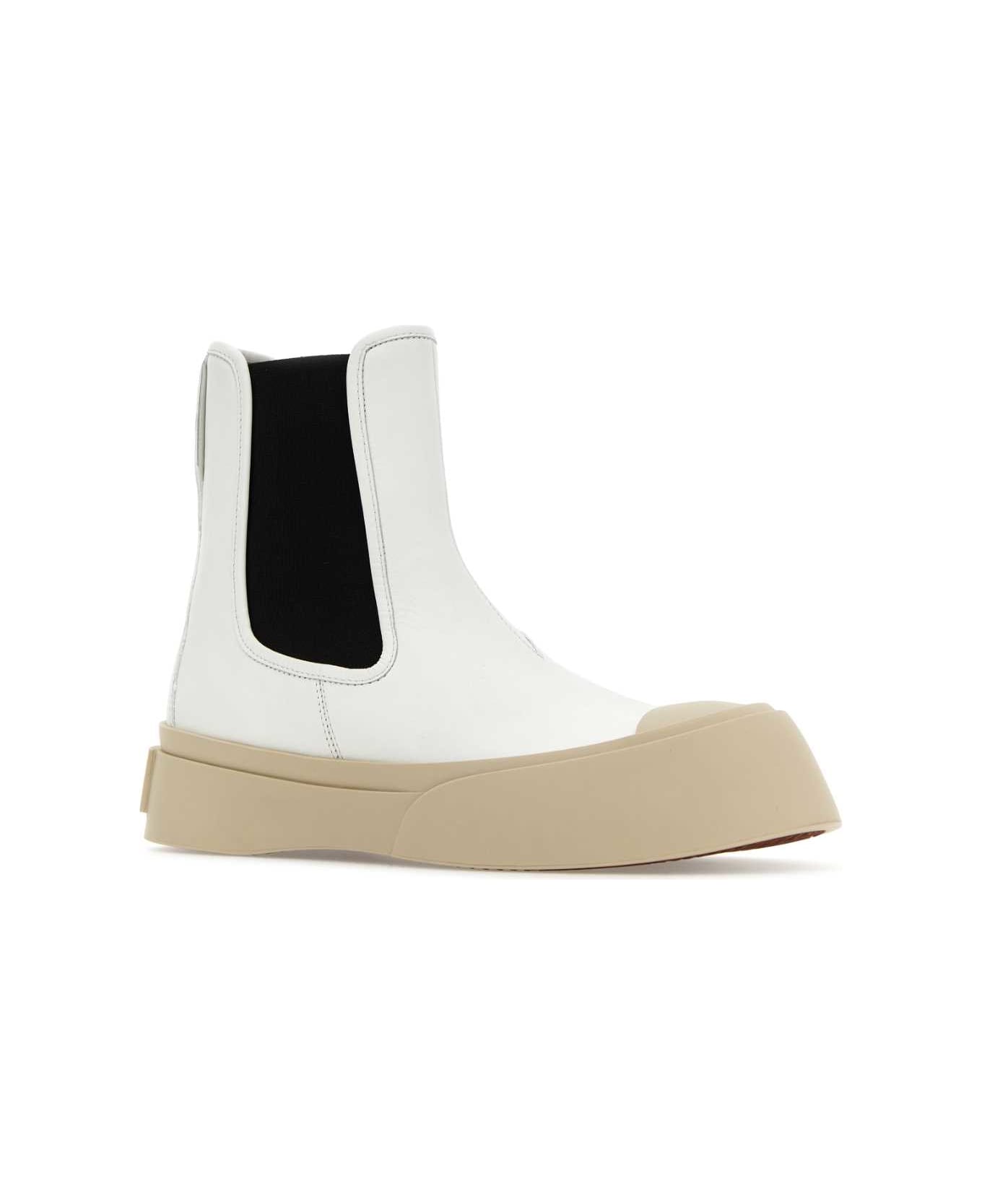 Marni White Nappa Leather Pablo Ankle Boots - LILYWHITE