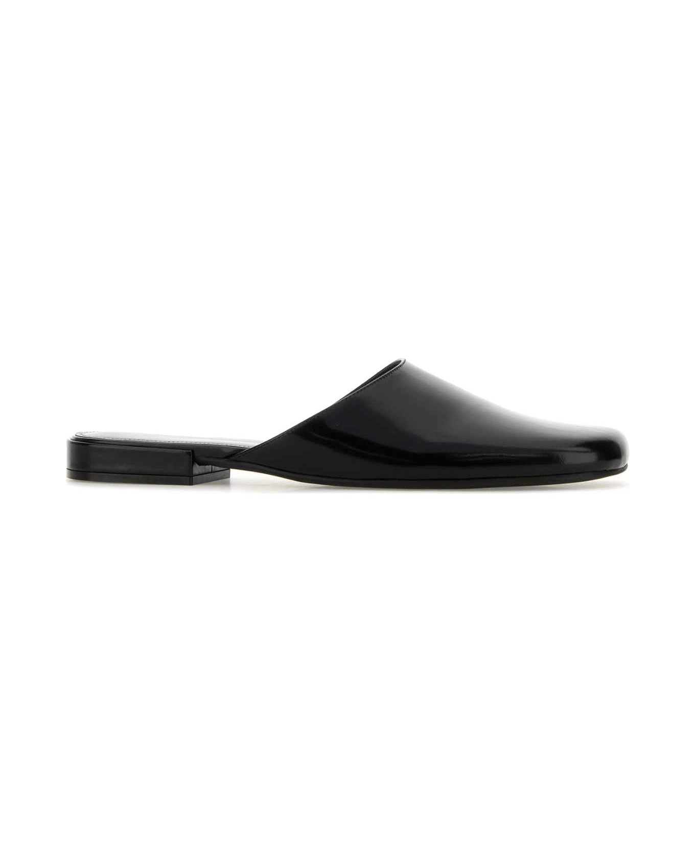 The Row Black Leather Penelope Slippers - Black